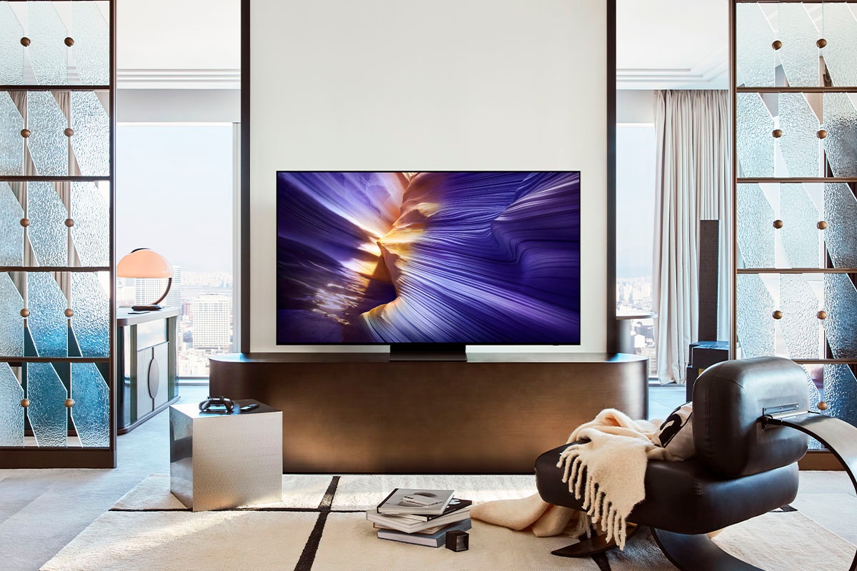 Samsung OLED-Fernseher »GQ77S90FAE«, 4K Ultra HD, Smart-TV, HDR+ & Glare Free, Dolby Atmos & AI Sound, Gaming Hub, bis zu 144Hz