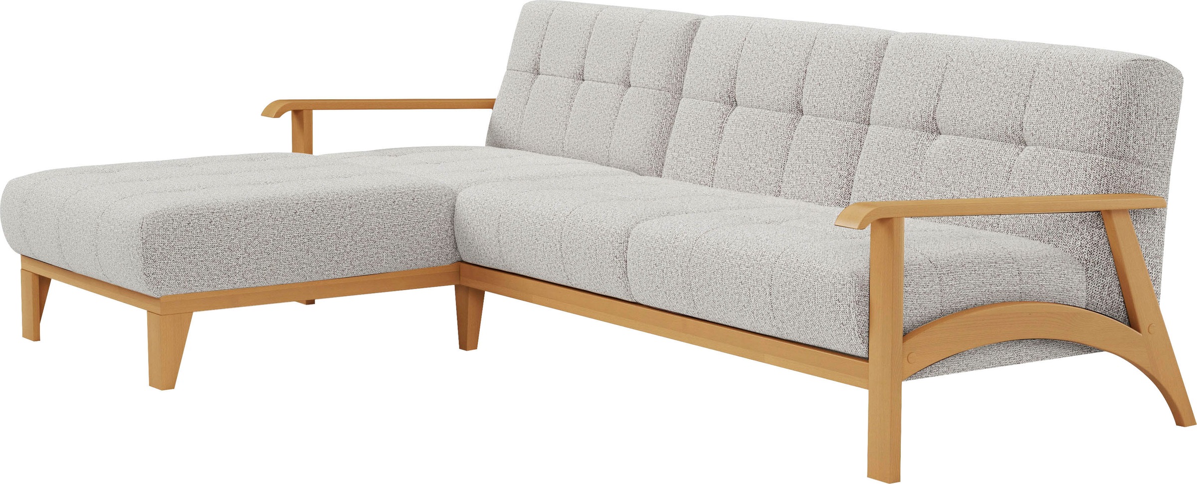 sit&more Ecksofa »Billund L-Form«, Armlehnen aus eichefarbigem Buchenholz, verschiedene Bezüge und Farben