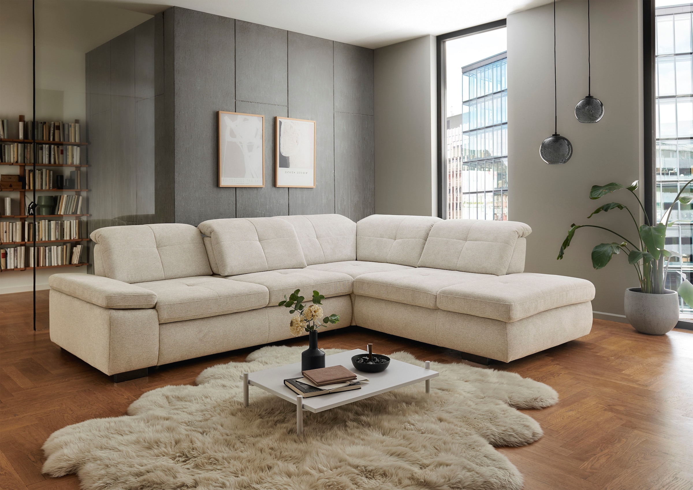 Die PlanBar Ecksofa »MP-IN16012 L-Form mit Federkern-Polsterung«, inkl. Sitztiefenverstellung, optional mit Funktionen