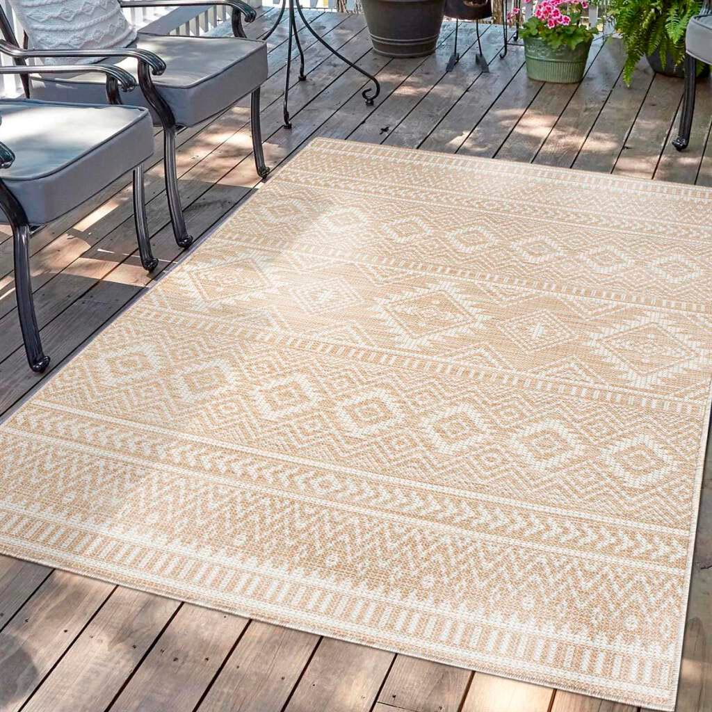 Carpet City Teppich »Palm«, rechteckig, UV-beständig, & kaufen für flach Balkon, Wetterfest online Küche, Terrasse, gewebt