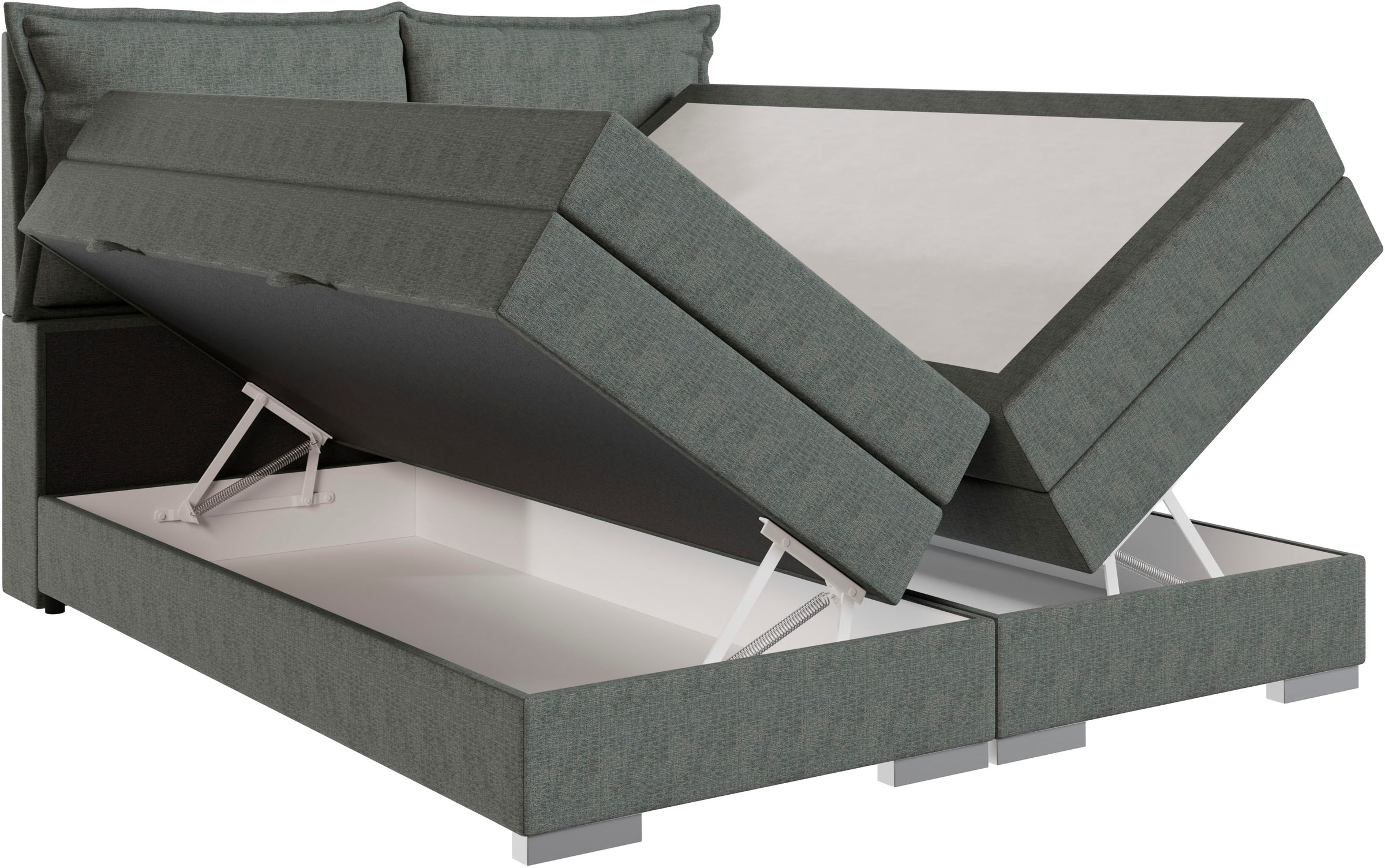 FORTE Boxspringbett »Pillows mit Bettkasten, erhältlich in den Breiten 140, 160 & 180cm« in verschiedenen Farben erhältlich