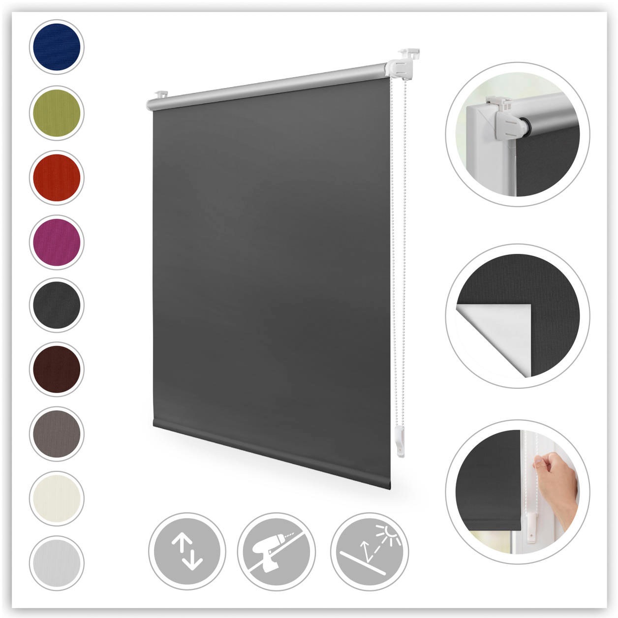 LICHTBLICK ORIGINAL Seitenzugrollo »Klemmfix Hitzeschutz« verdunkelnd Perlr günstig online kaufen