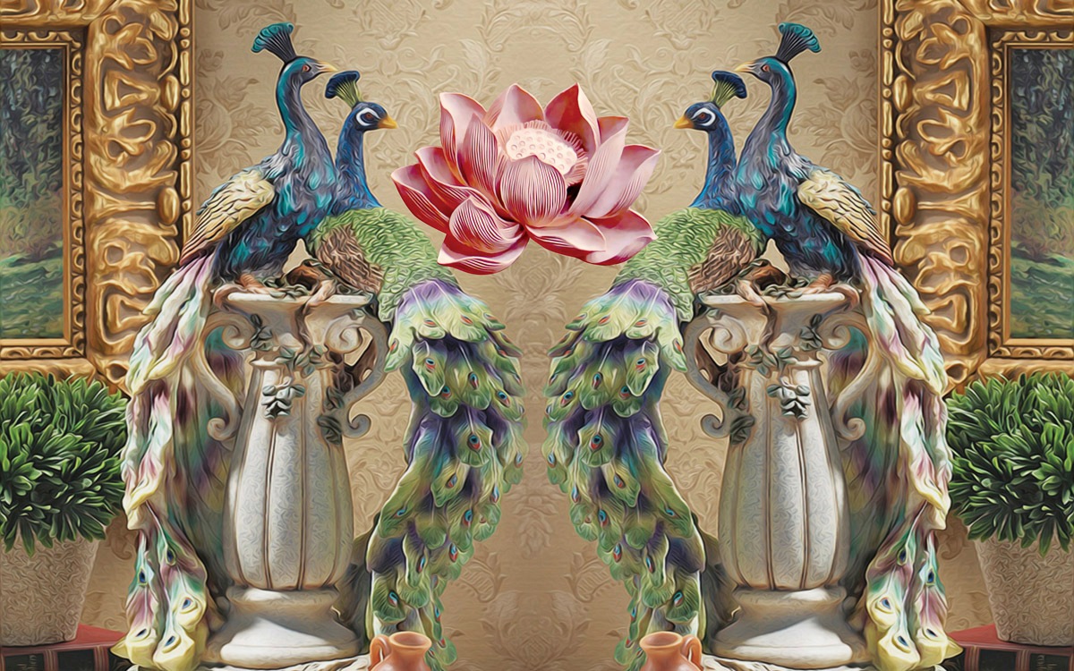 Papermoon Fototapete »Tiere mit Blumen«