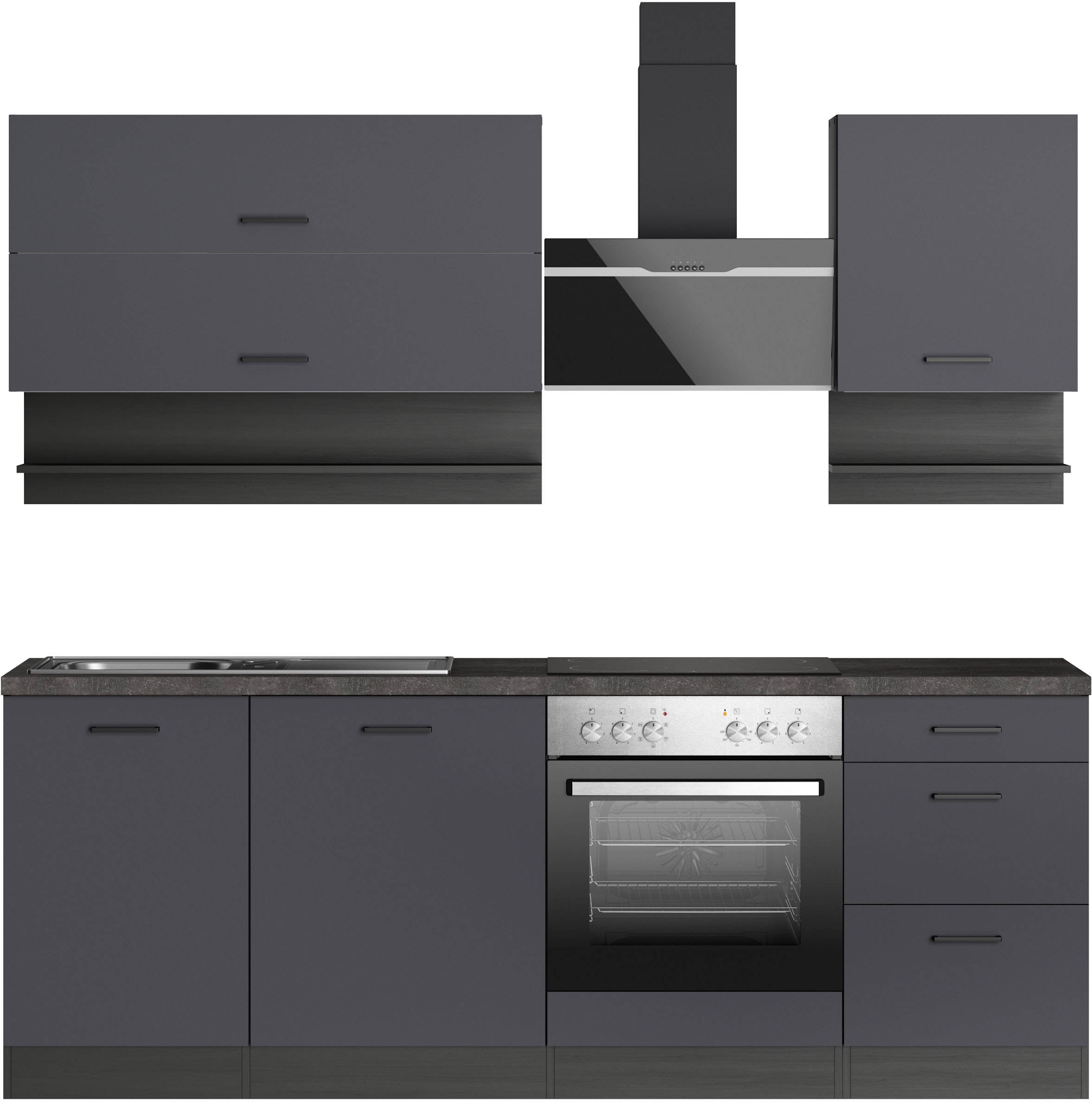 KOCHSTATION Küchenzeile »KS-Frieda Breite 220 cm« wahlweise mit E-Geräten, günstig online kaufen