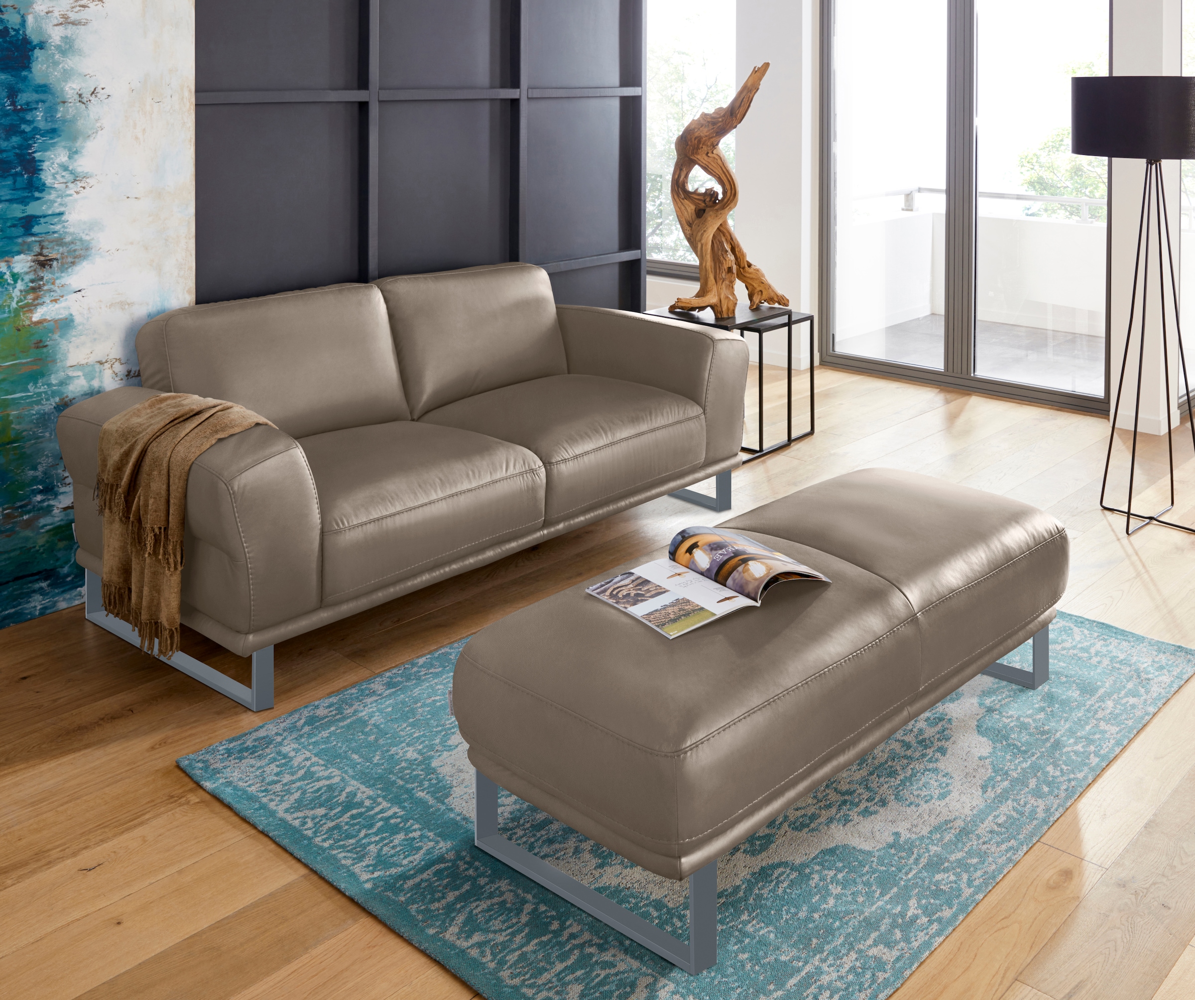 W.SCHILLIG Hocker »montanaa«, mit Metallkufen in Silber matt, Breite 141 cm