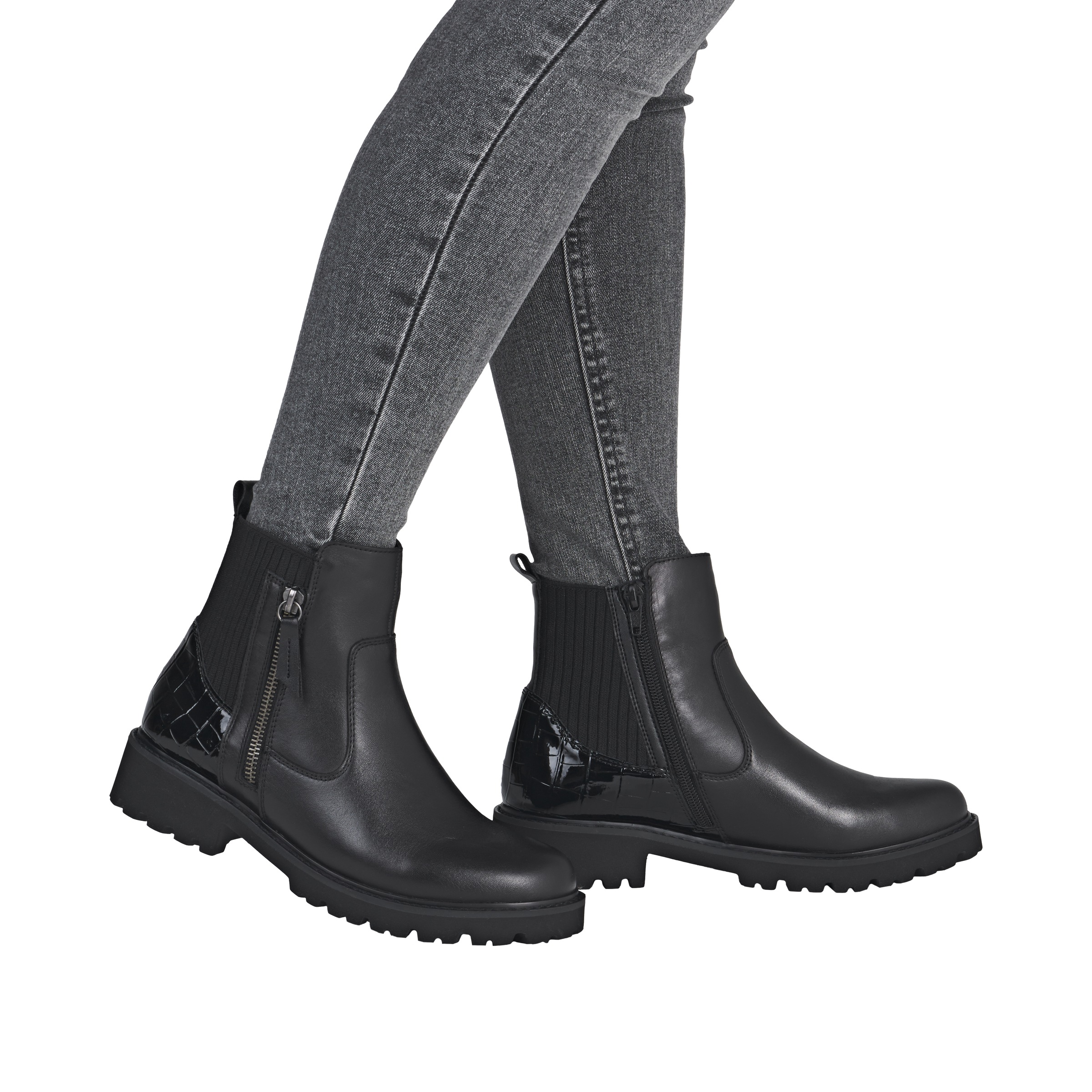 Remonte Chelseaboots, Stiefelette, Boots, Profilsohle, Blockabsatz, mit Innenreißverschluss