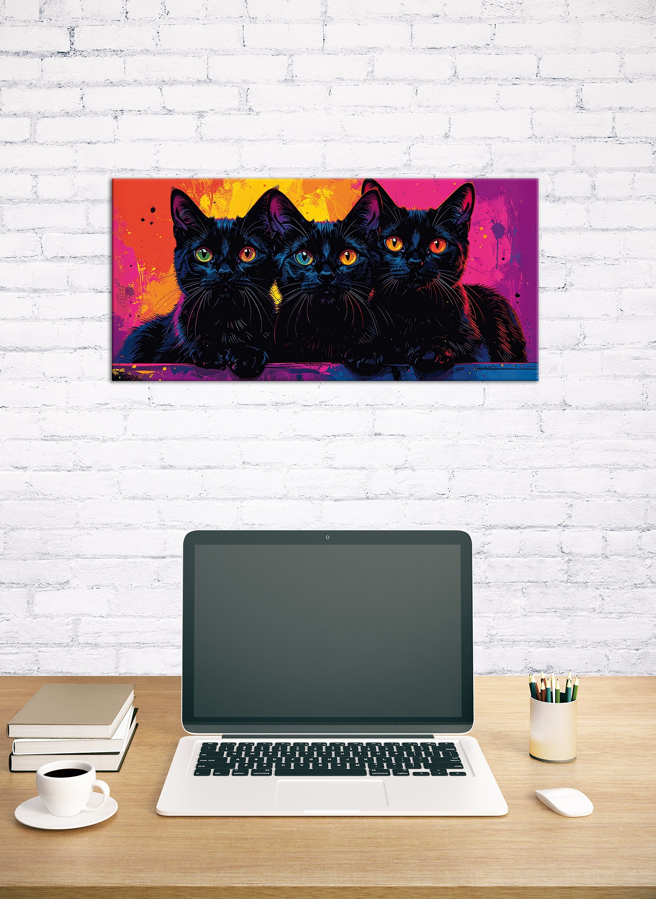 Bönninghoff Bild »BUNTE KATZE 33x70 cm – Leinwandbild Keilrahmen Deko modern«