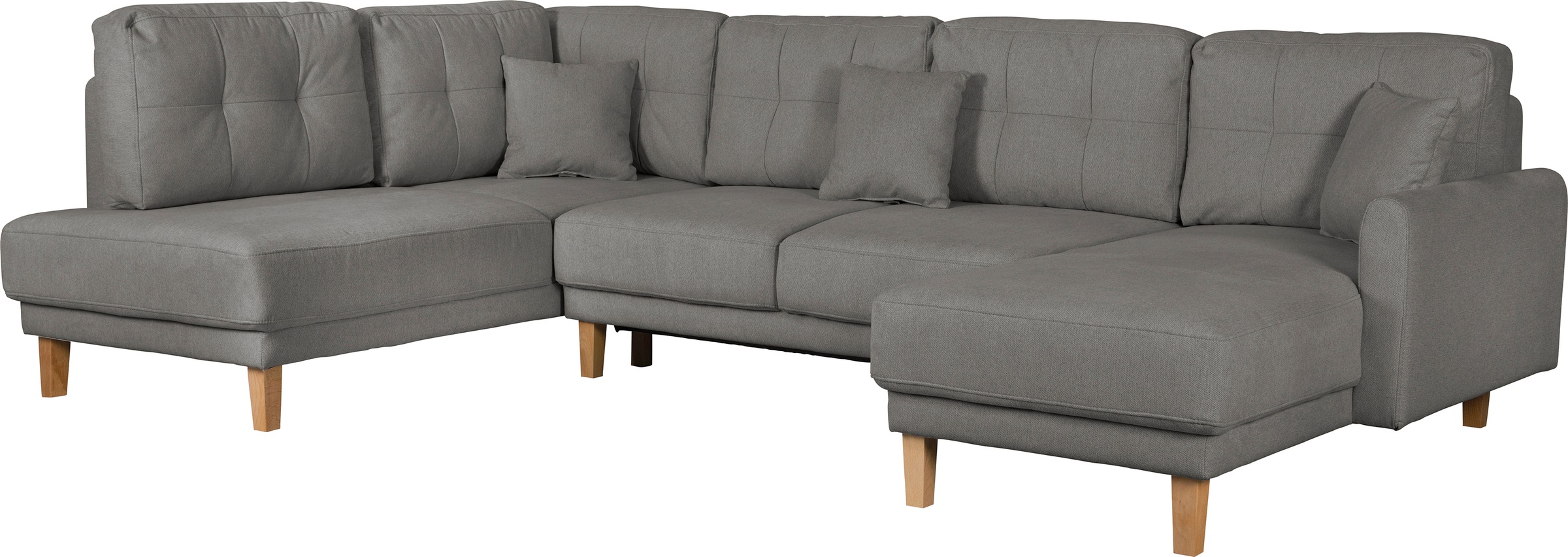 Home affaire Wohnlandschaft »TRIPLO U-Form wahlweise mit Schlaffunktion, B/T/H: 310/192/90 cm«, Schlafsofa, auch mit Bettkasten, Steppung im Rückenkissen