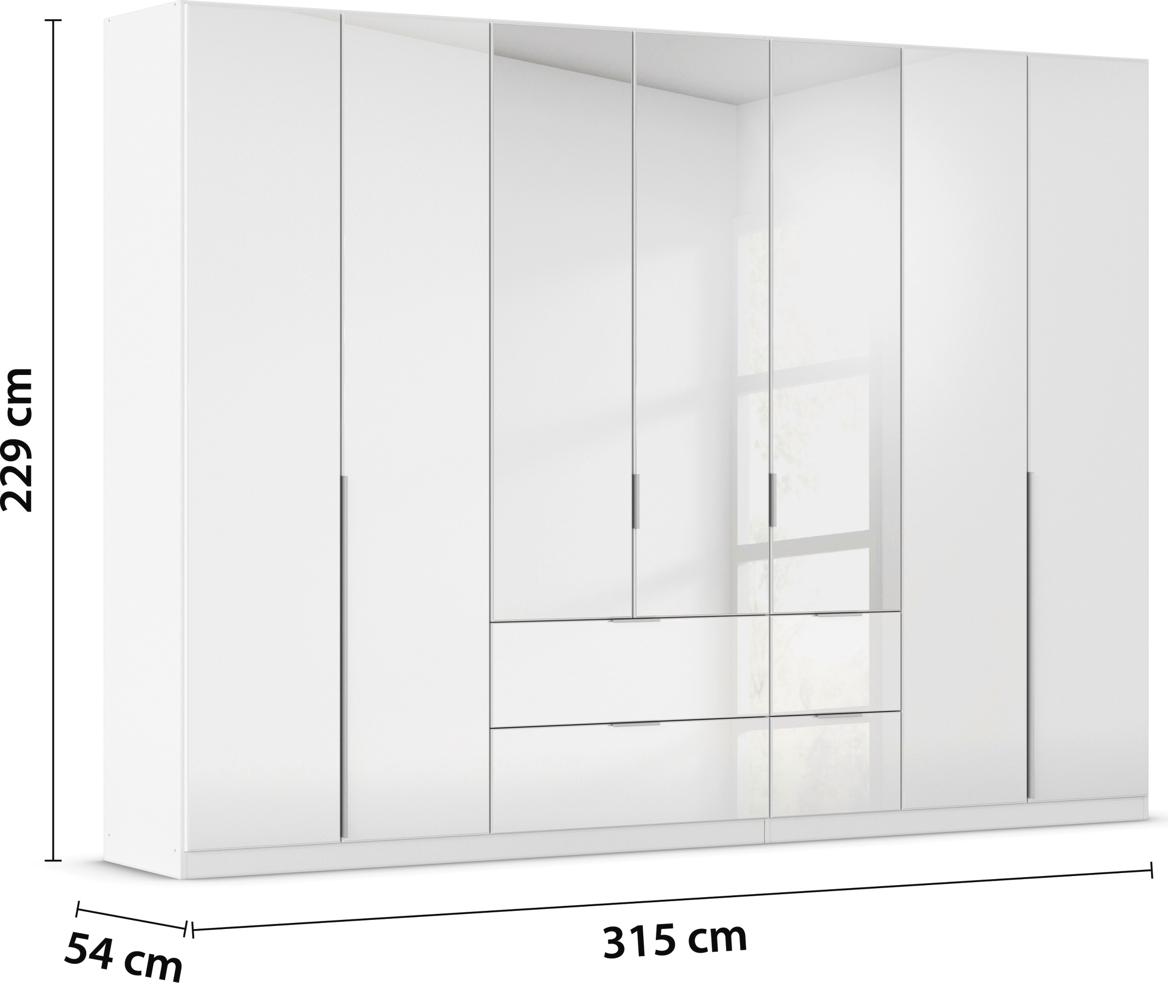 rauch Drehtürenschrank »Kleiderschrank Kleiderschränke Schrank Garderobe AGORDO mit Glasfront«, (in zwei Griff-Farben mit Glasfront), mit Außenschubkästen, in 6 Breiten und 2 Höhen MADE IN GERMANY