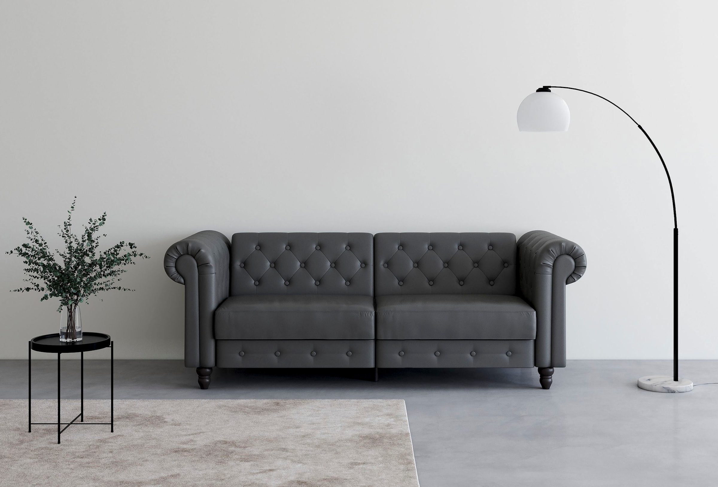 Dorel Home 3-Sitzer »Felix, Schlafsofa 236 Cm, (Liegefläche 108x190cm), Rückenlehne« 3-fach Verstellbar, Velours, Kunstleder, Luxus-Microfaser
