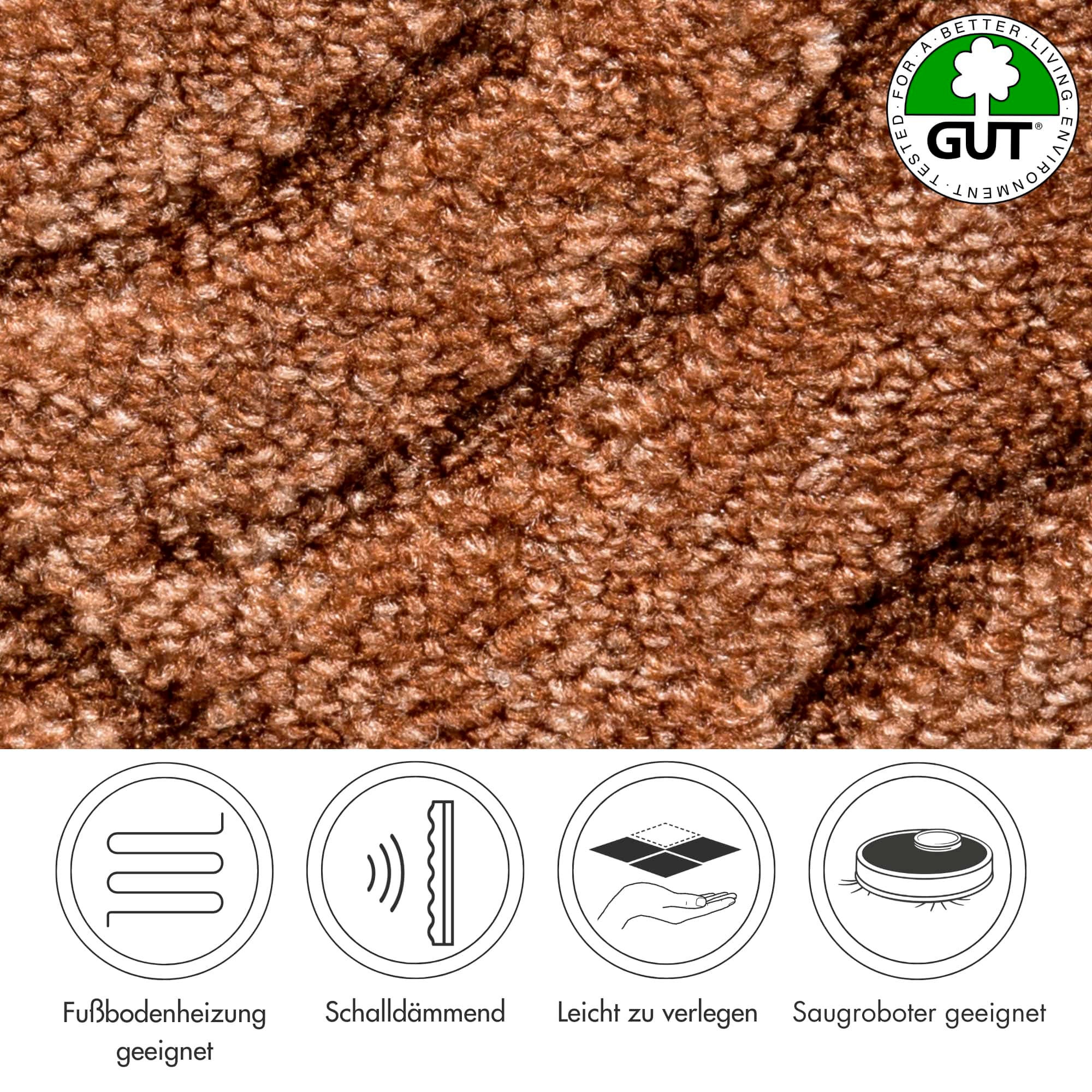 Andiamo Teppichboden »Emmy, Strukturschlinge, Made in Belgium«, rechteckig, 9 mm Höhe, gemustert, Breite 400 cm, Hoch-Tief Effekt, pflegeleicht, Wohnzimmer