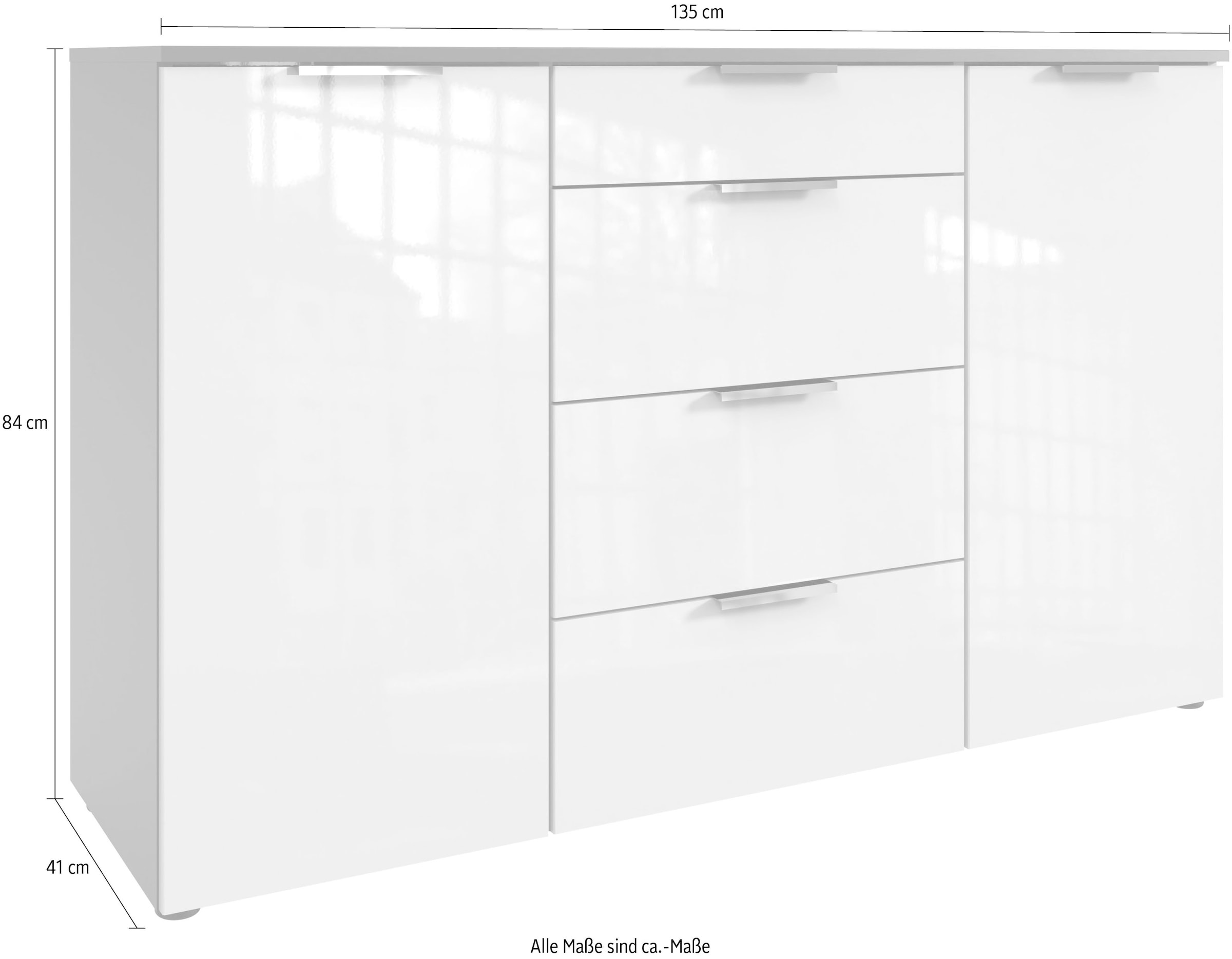 Wimex Kombikommode »level36 D by fresh to go«, mit lackierten Hochglanz-Fronten, soft-close Funktion, 135cm breit