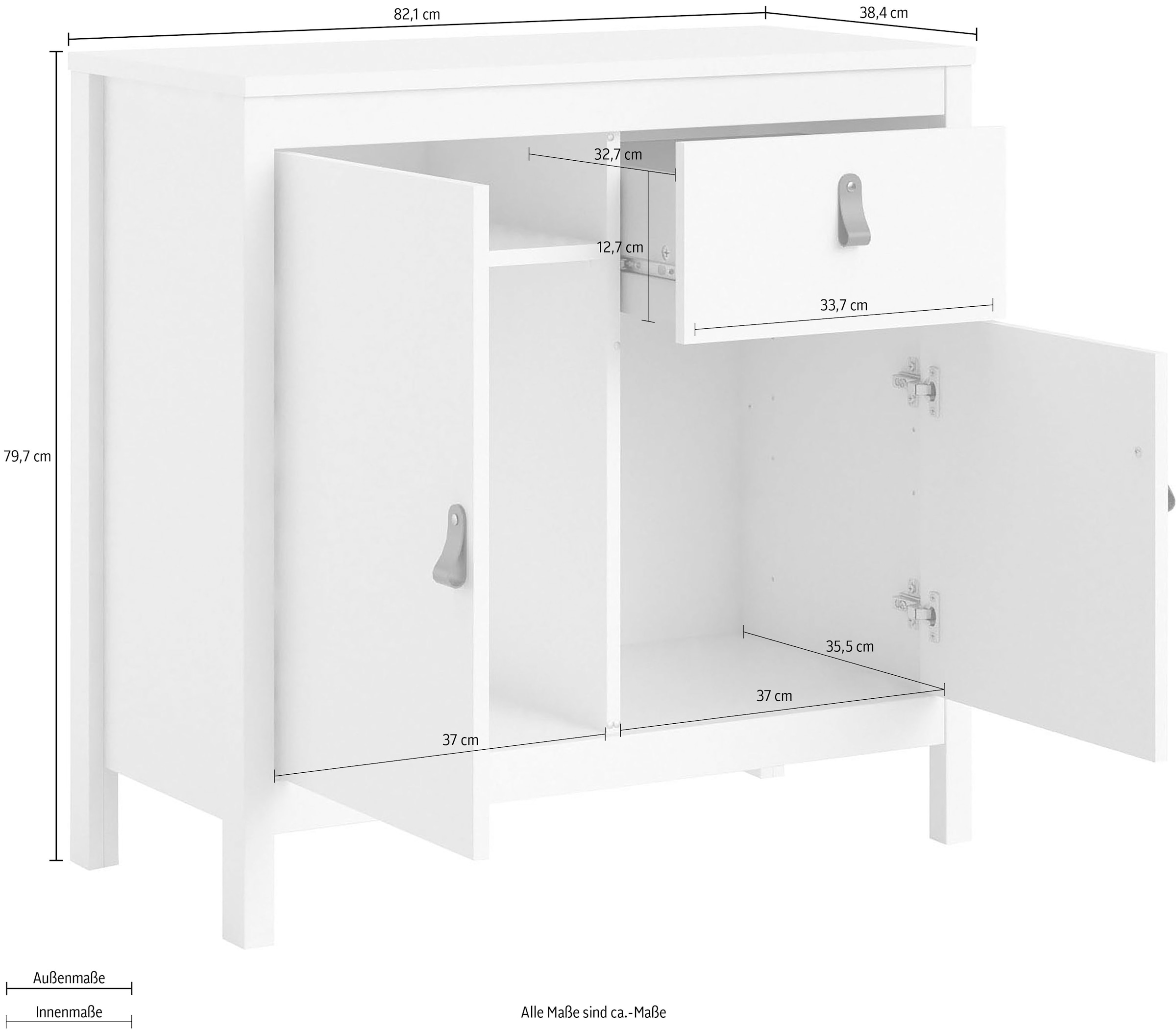 Home affaire Sideboard »Madrid, Aufbewahrung, Schubladenschrank, Sideboard,«, mit 2 Türen und 2 Schublade, Breite 82 cm, Höhe 80 cm