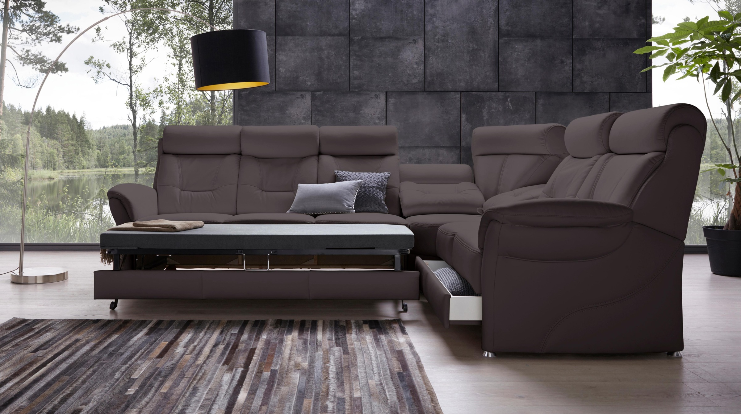 Places of Style Ecksofa »Sardinien L-Form«, mit Kopfteilverstellung, wahlweise mit Bettfunktion