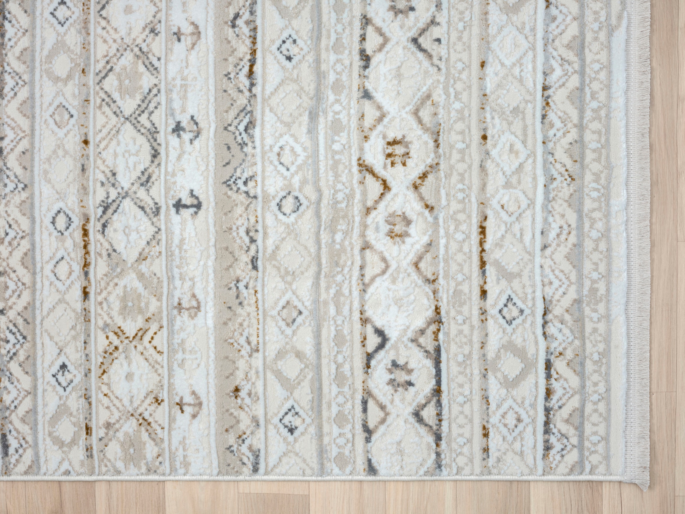 Myflair Möbel & Accessoires Teppich »My Nomady Lagerräumung«, rechteckig, 10 mm Höhe, Kurzflor, Scandi-Design, besonders weich durch Microfaser, mit Fransen