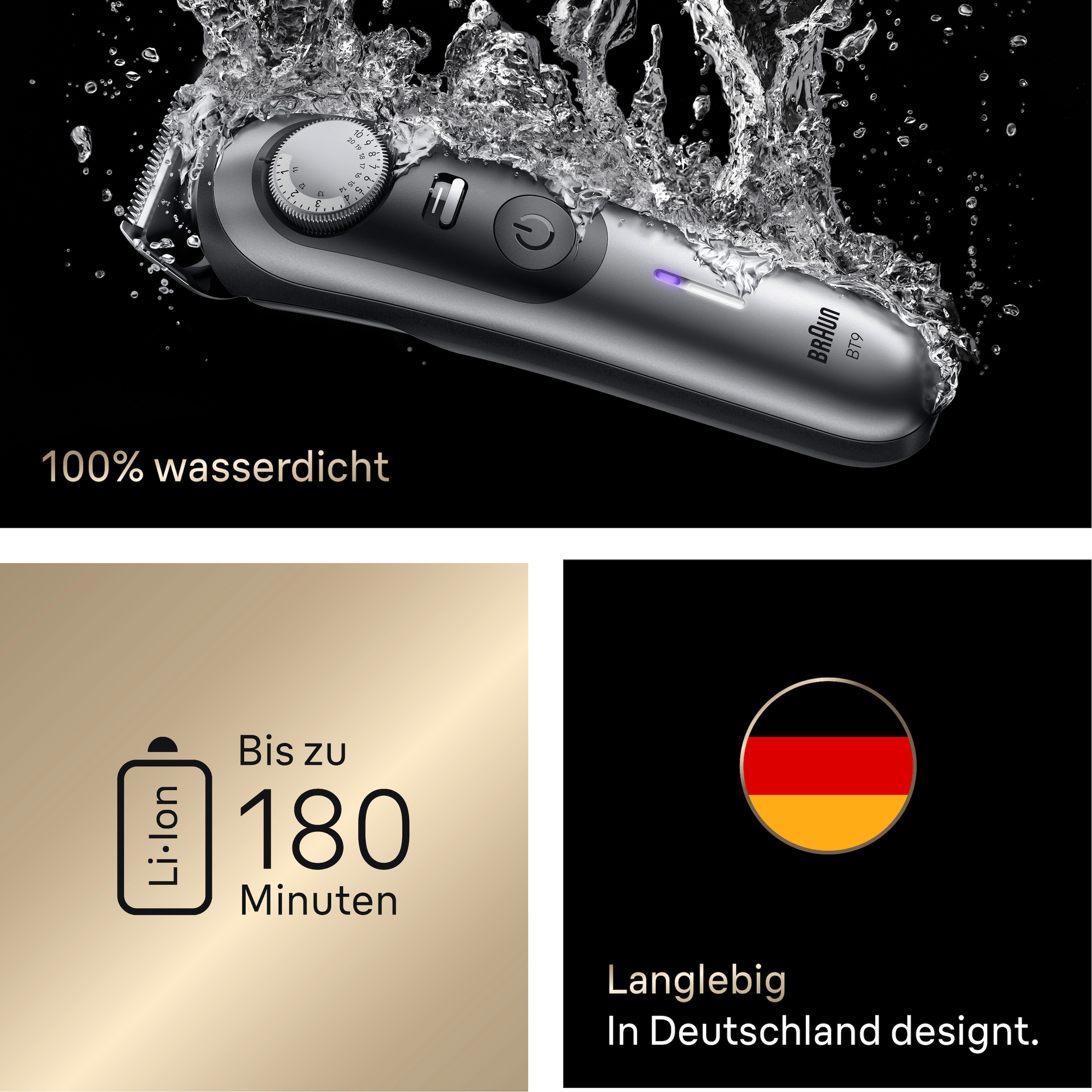 Braun Haarschneider »Series 9 BT9520 ARF1« 4 Aufsätze 7 Barber Tools, Power Boost, 180 Min Akku, 52 Längen, Wasserdicht