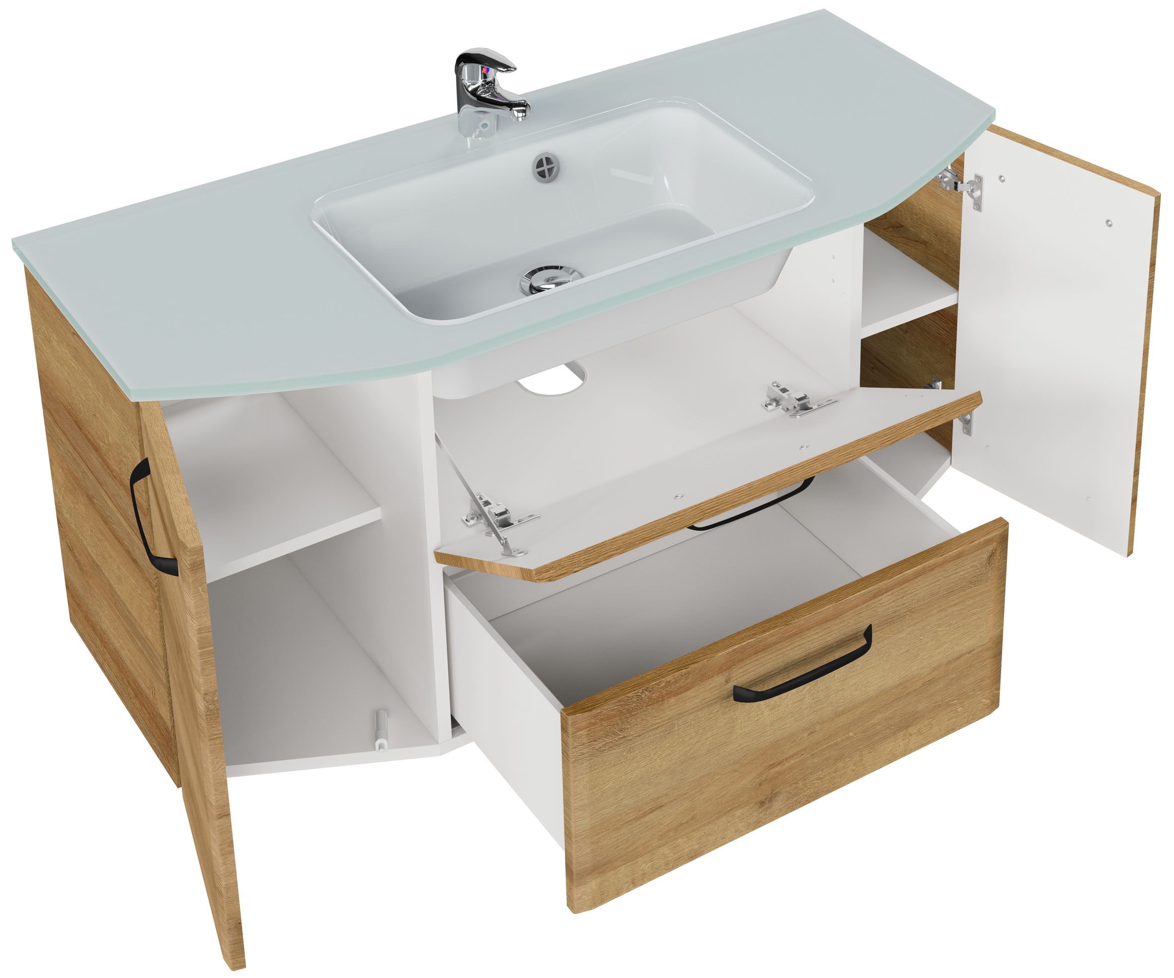 Saphir Waschtisch »Quicket 318, mit Glasbecken, 112cm breit« 2 Stk. tlg.