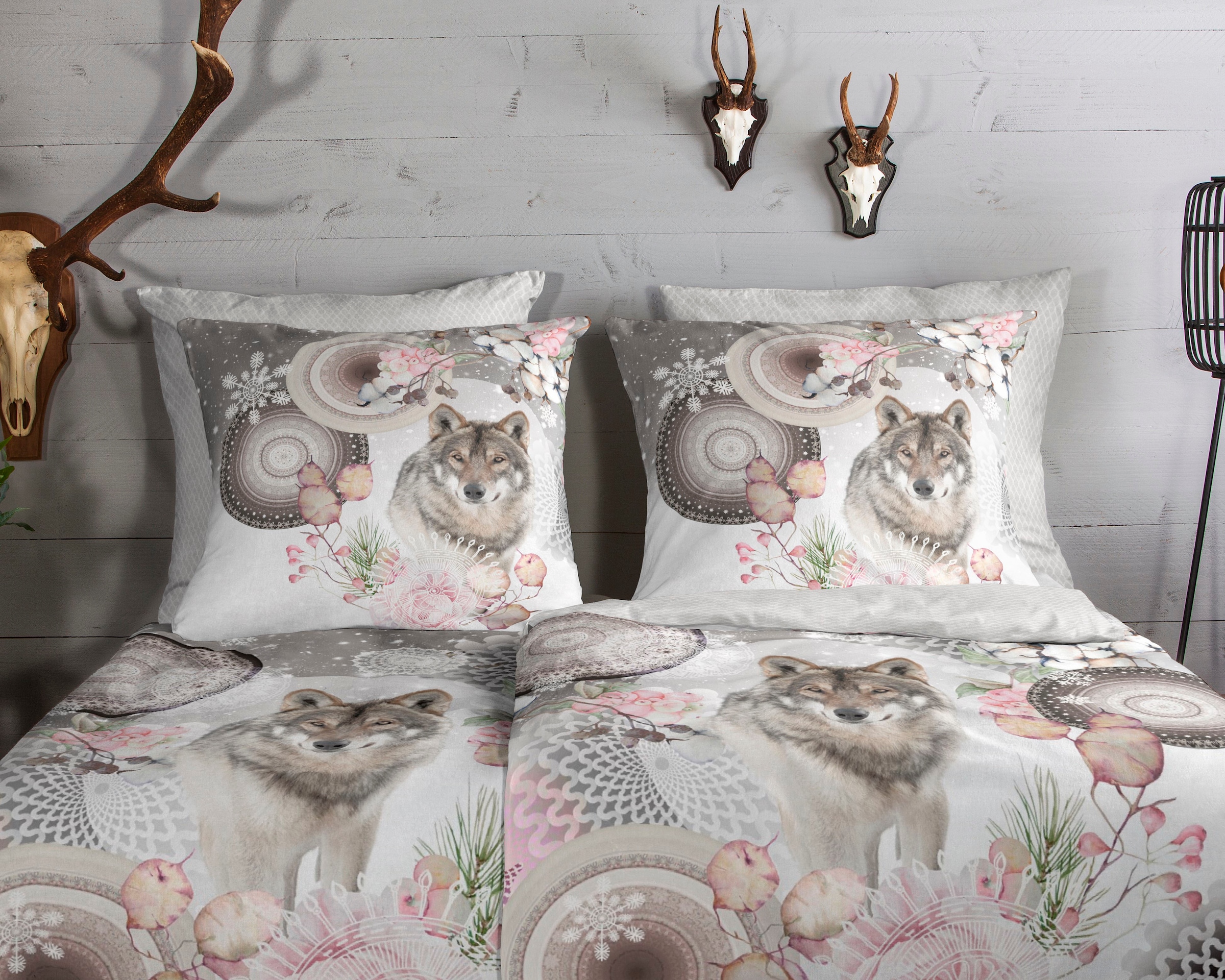 hip Wendebettwäsche »Isaci«, Biber, 135x200, Warm, Weich, Wendeoptik, Reißverschluss, Winter, Grau