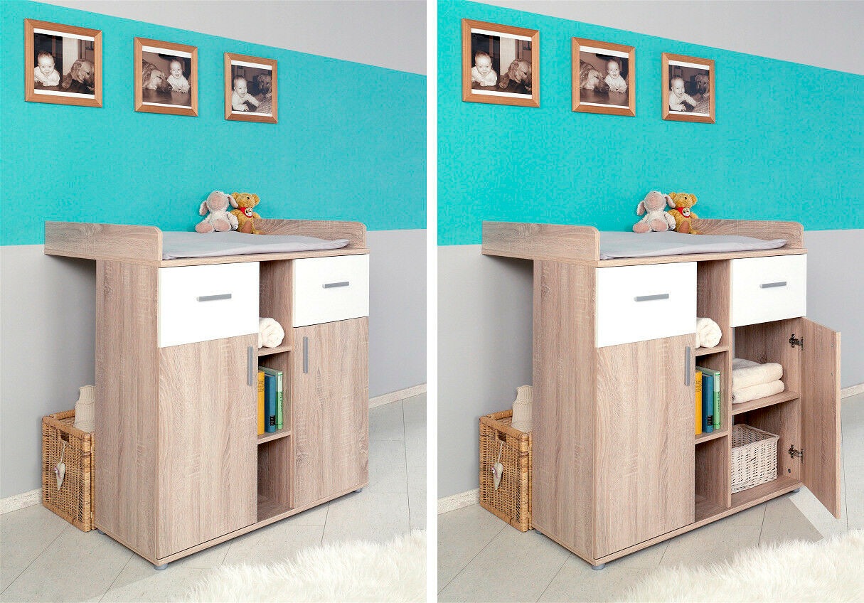 BMG Möbel Babyzimmer-Komplettset »Maxim«, (Set, 4 St., Bett + Wickelkommode + 4-trg. Schrank + Standregal), Bett + Wickelkommode + 4-trg. Schrank + Standregal