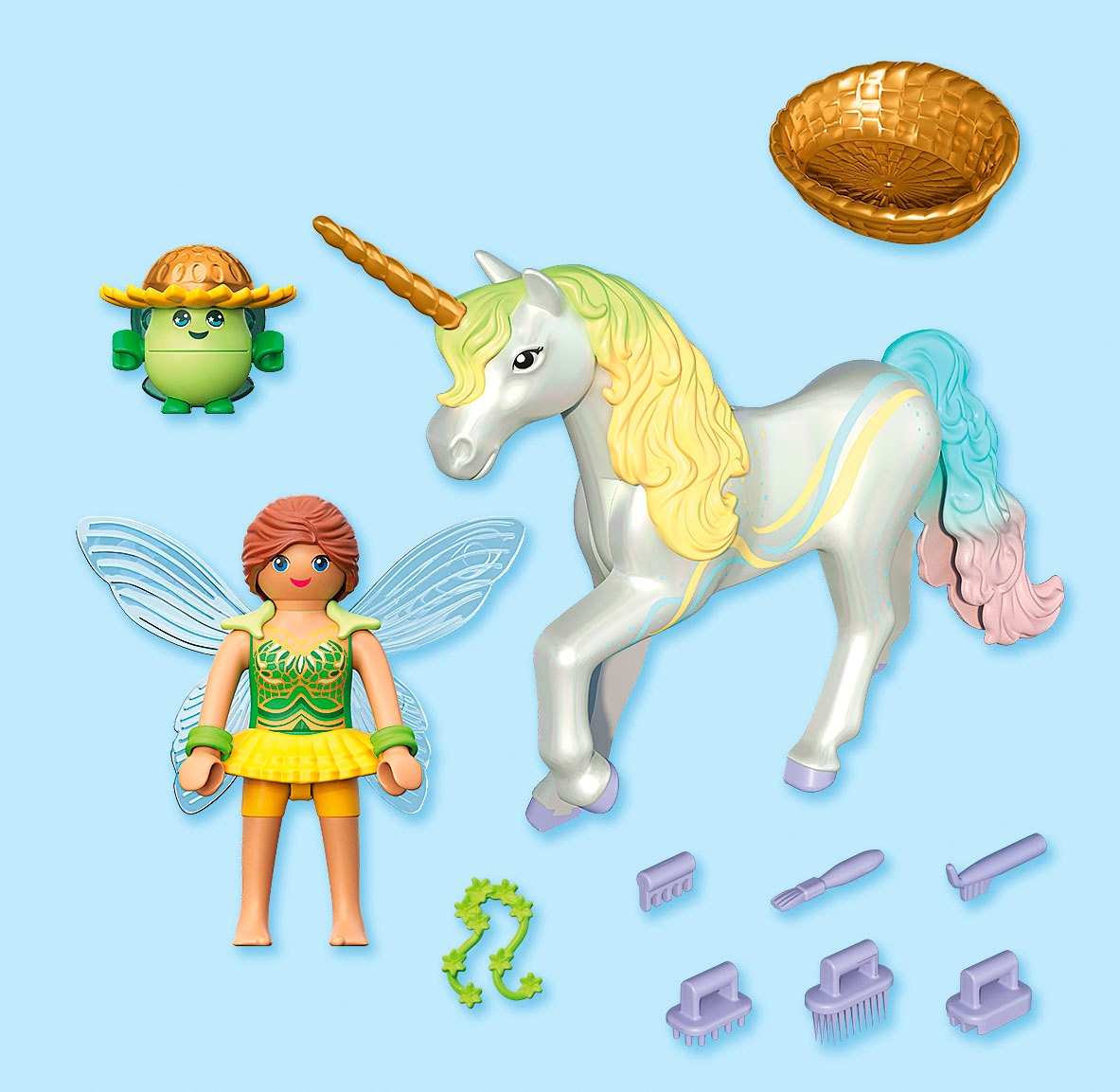 Playmobil® Konstruktions-Spielset »Sammeleinhorn, Regenbogenblume mit Fee (71840), Princess Magic«