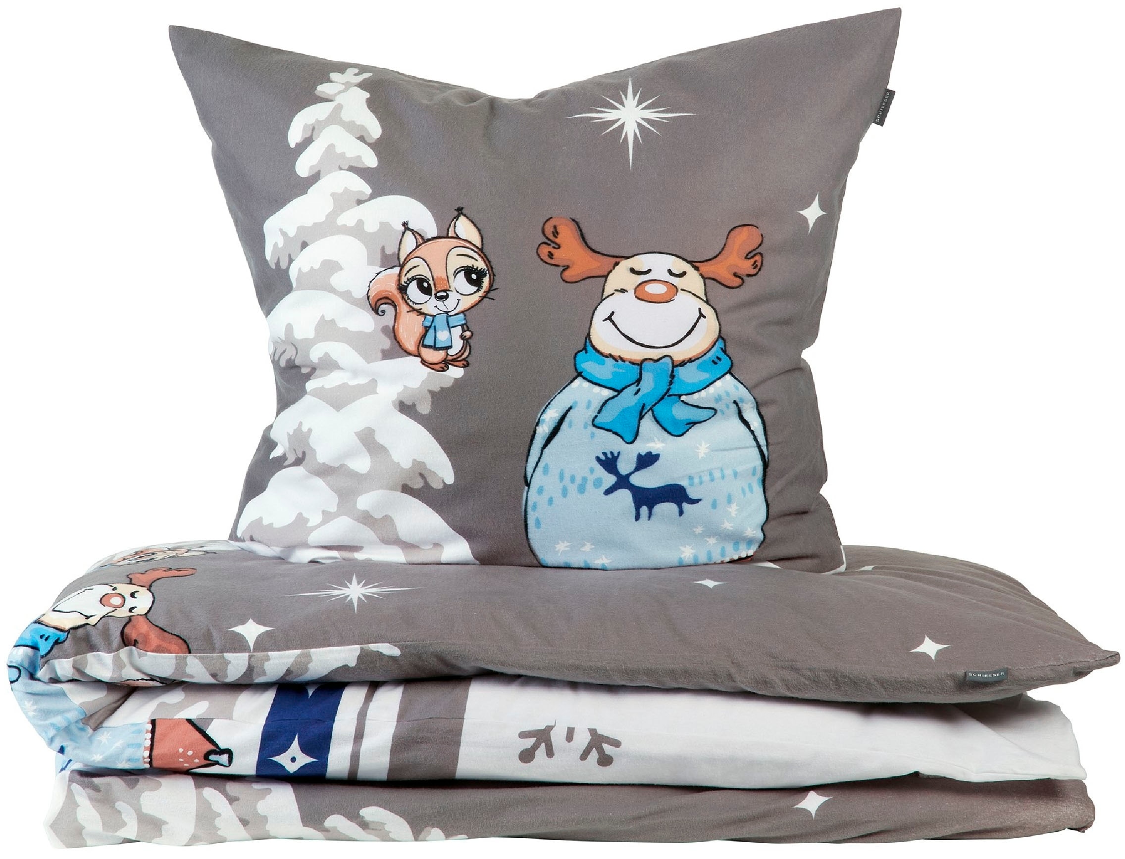 Schiesser Bettwäsche »Kitta aus weicher Baumwolle mit coolem Winter-Print«, MADE IN GREEN by OEKO-TEX®-zertifiziert