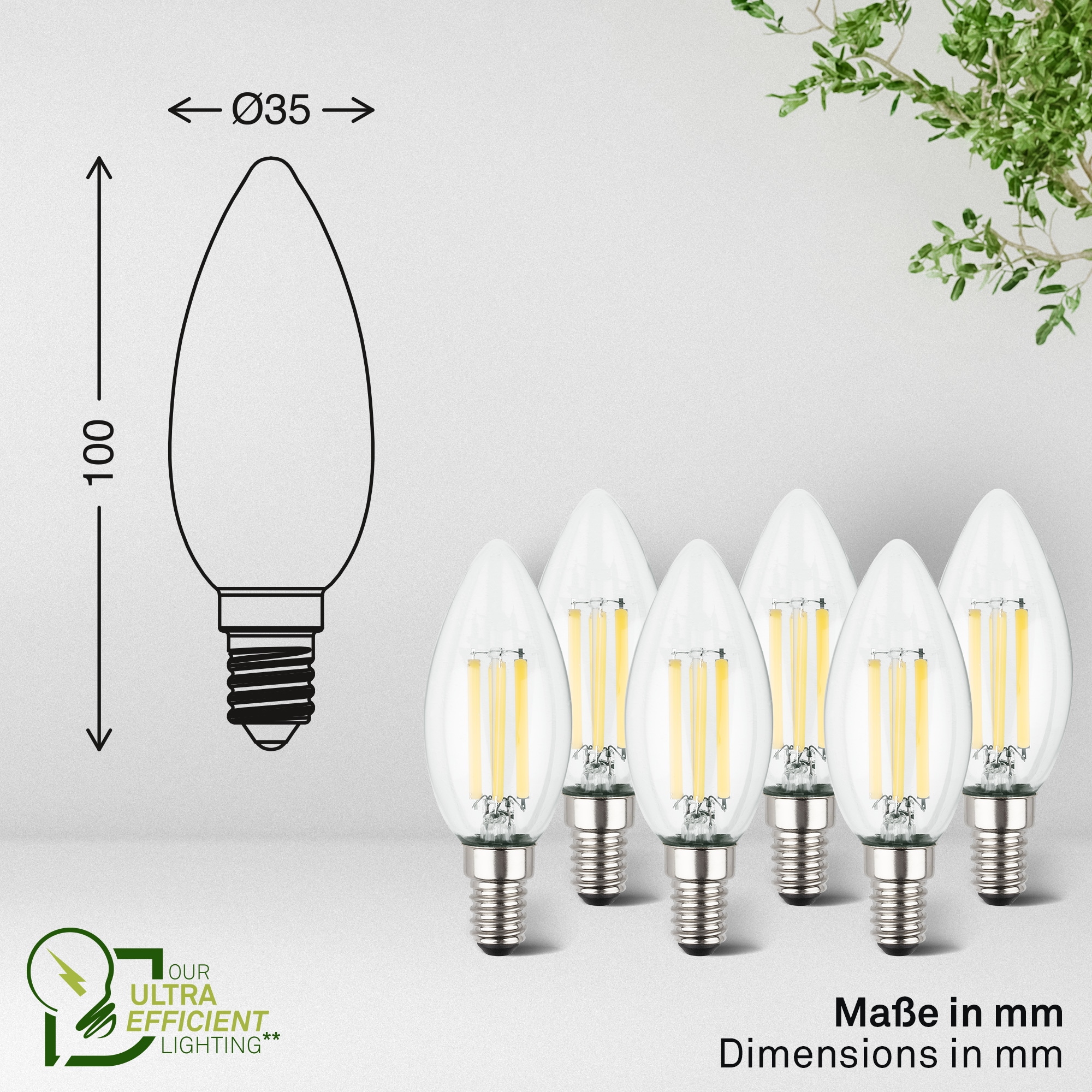 Briloner Leuchten LED-Leuchtmittel »BULB A« E14 6 Stk. Warmweiß E14, 3.000K, Wohnzimmer, Schlafzimmer