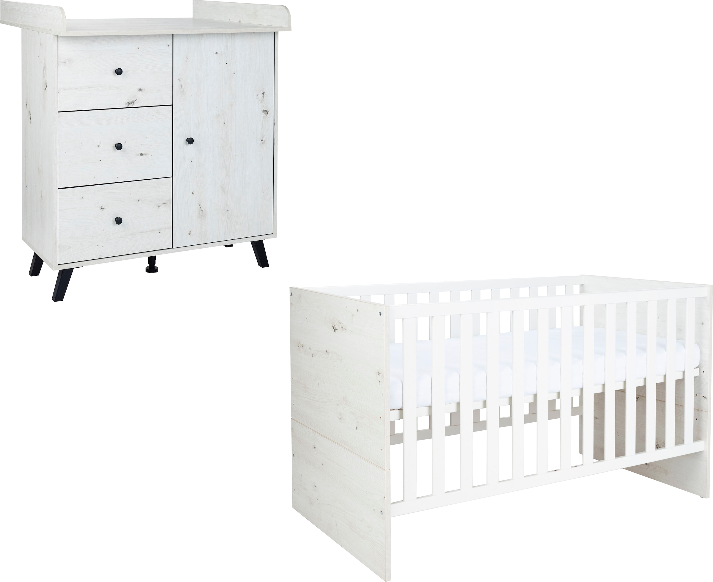 arthur berndt Babymöbel-Set »Babyzimmer Set »Lavea« 2-teilig« Spar-Set, Babymöbel-Set »Lavea« bestehend aus Kinderbett und Wickelkommode, 