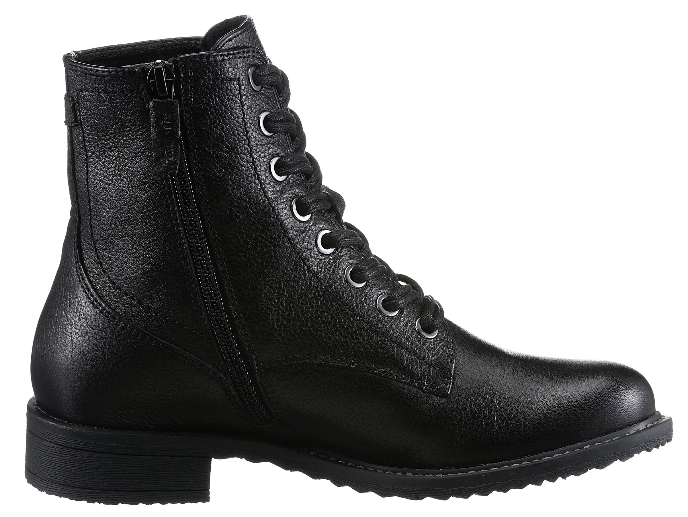 Tamaris Schnürstiefelette, Blockabsatz, Schnürboots, Busisnessschuh im glänzenden Metallic-Look
