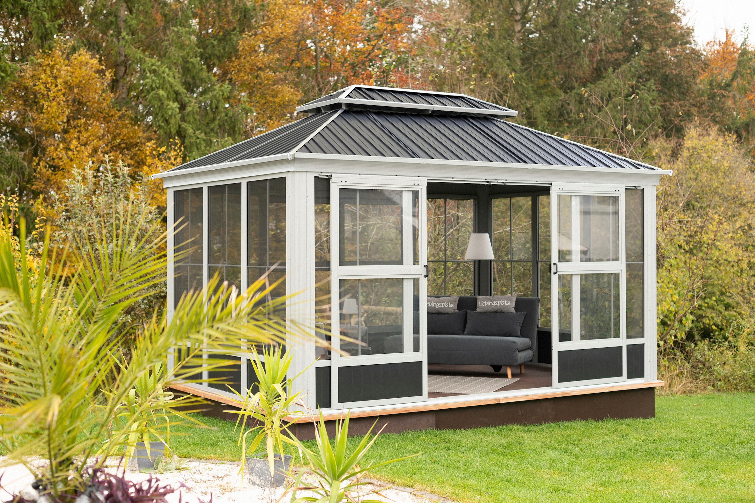 Pavillon »»Olan 1014««, (Set), aus Aluminium, mit Wintergarten, inkl. Moskitonetzen