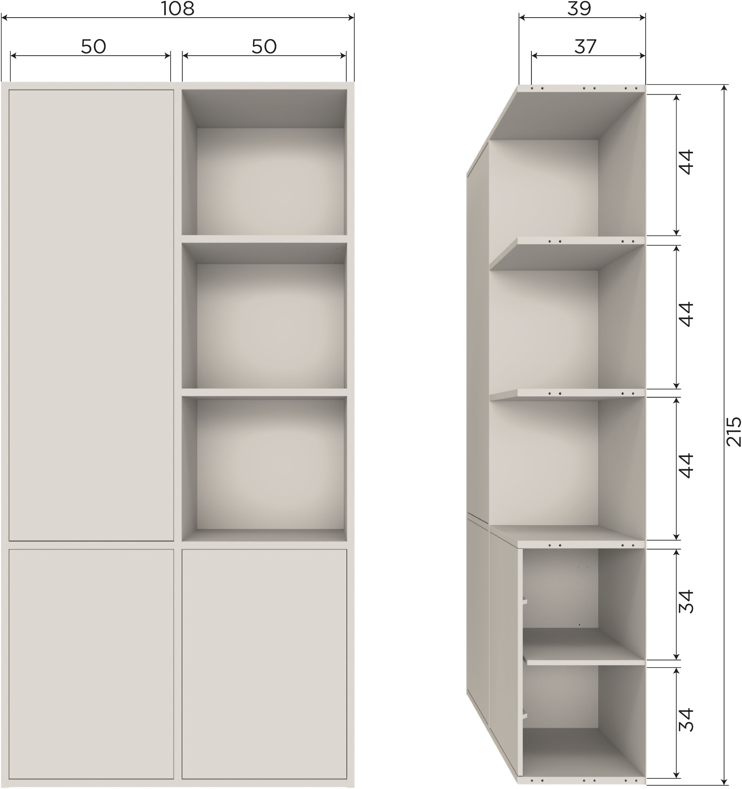 WOOOD Mehrzweckschrank »Meggy FSC® Mix Kiefernholz mit Druckmechanismus B 108x D 40x H 215 cm« Tragkraft 10 kg pro Boden, einfach zu montieren, sichtbare Maserung