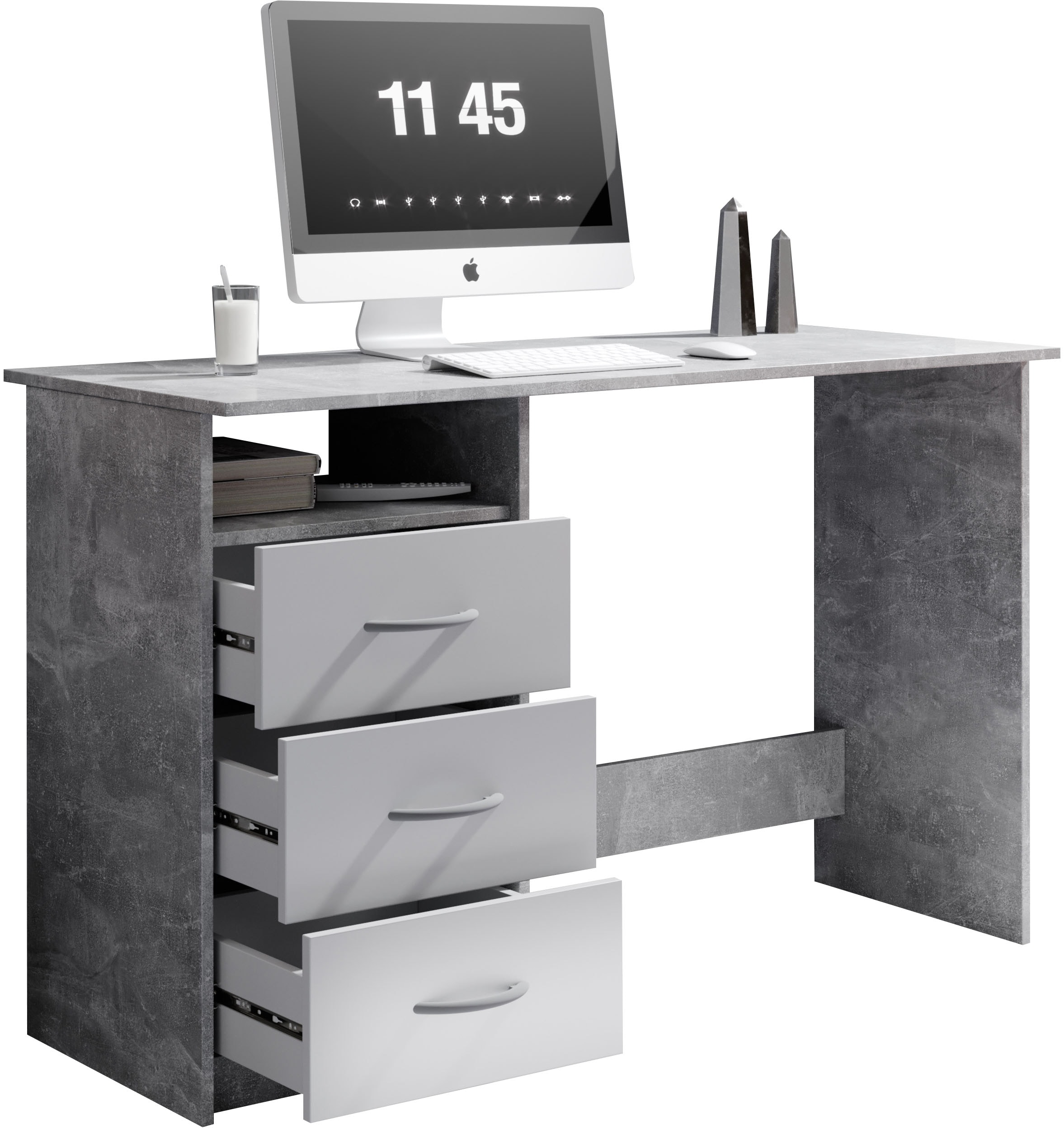 BEGA OFFICE Schreibtisch »Adria, Computertisch,«, Schubkästen rechts oder links montierbar, Breite 123 cm
