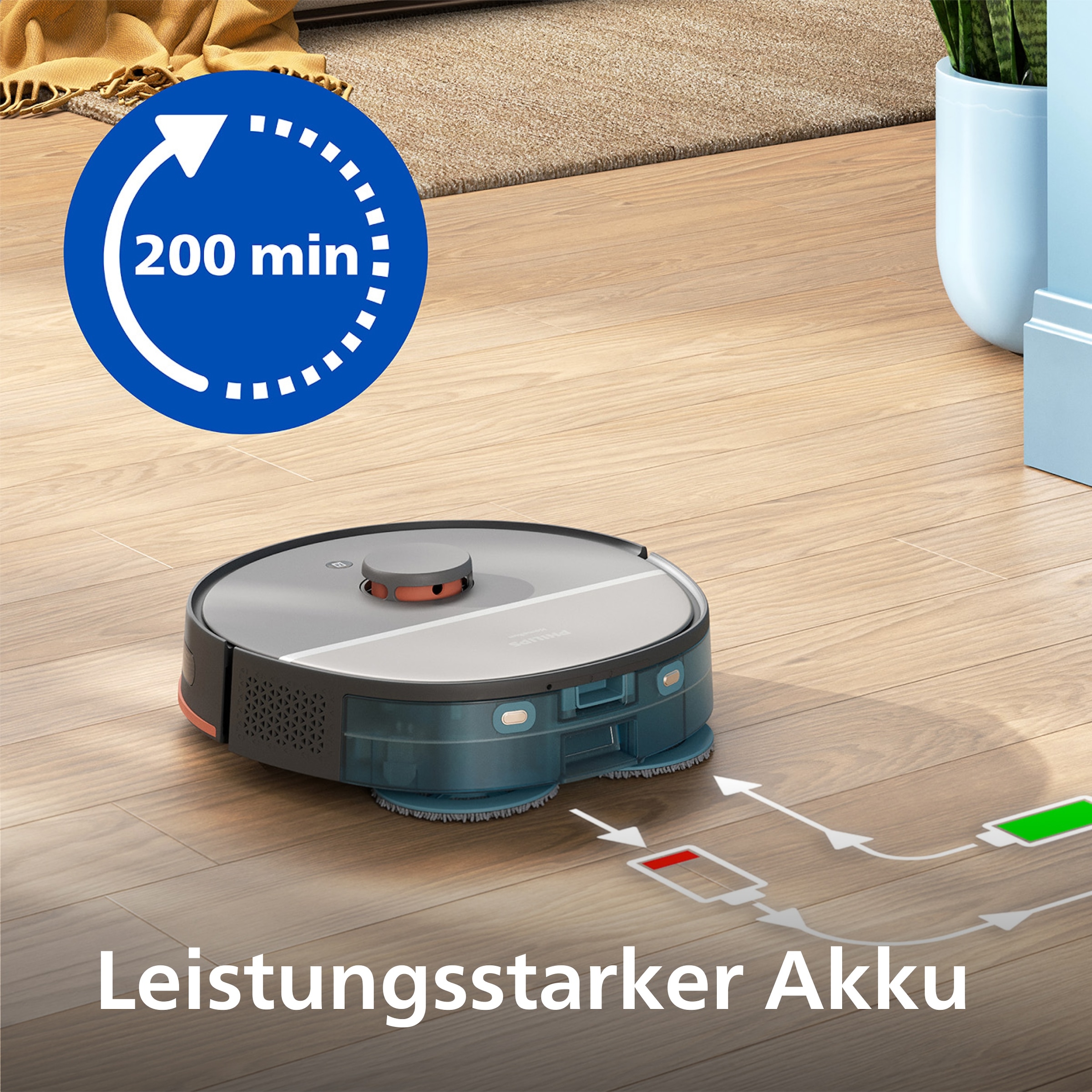 Philips Nass-Trocken-Saugroboter »XU5100/10 5000 Series mit 10.000pa Saugkraft, doppeltem Wischmopp«, LDS-Radarnavigationssystem, HomeRun App, inkl. Entleerungsstation