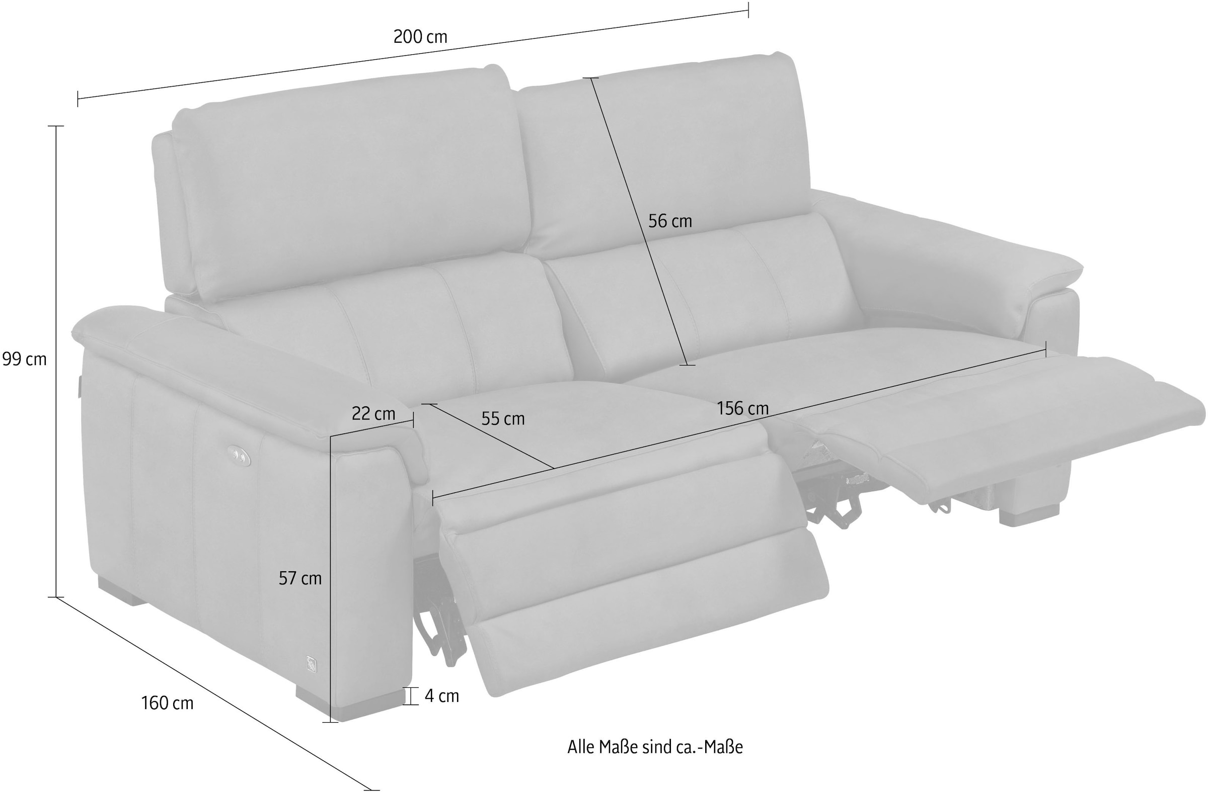 Egoitaliano 2,5-Sitzer »Capucine« wahlweise mit elektrisch oder manuell verstellbarer Relaxfunktion