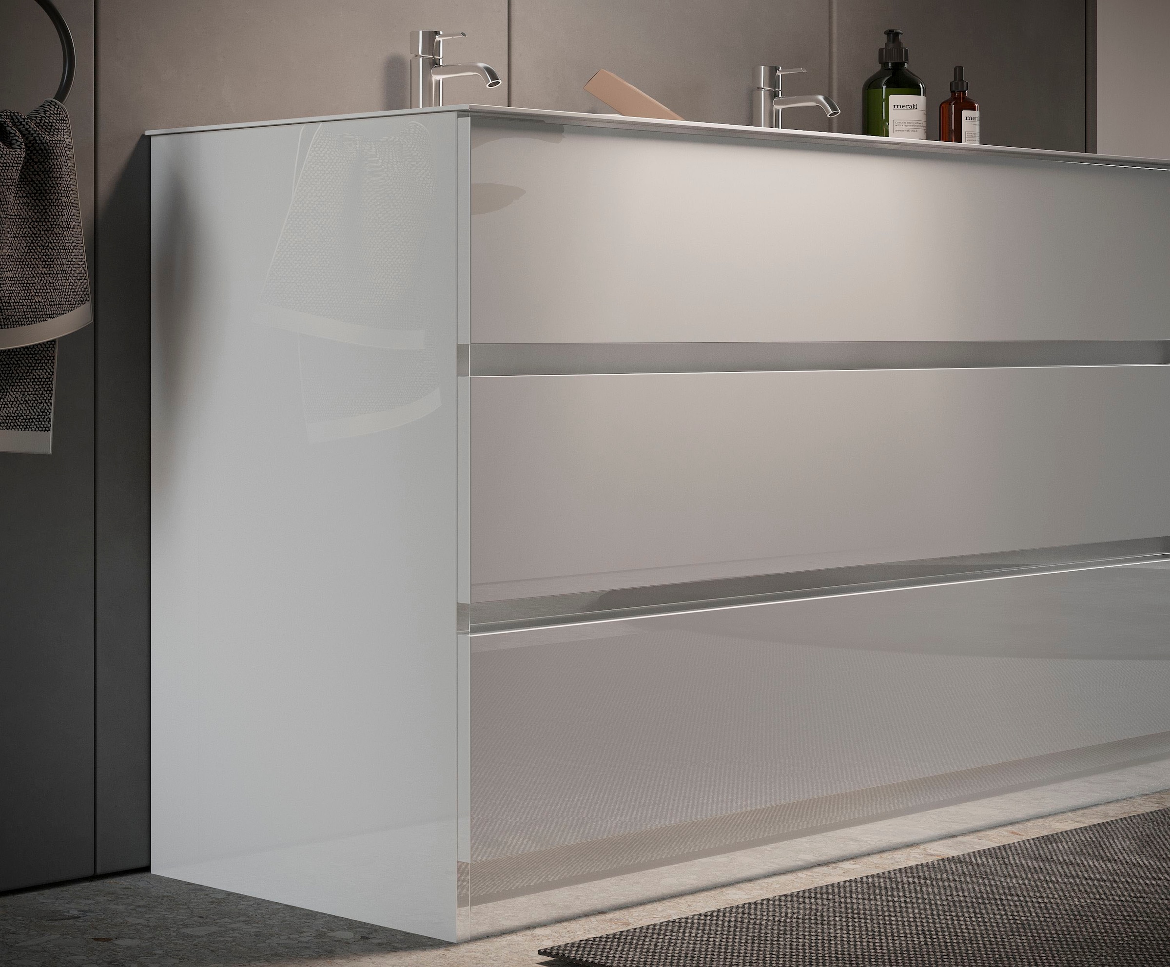 welltime Doppelwaschtisch »Start«, Breite 120 cm, 2 bzw. 3 Schubkästen, Soft-Close, Keramik-Einsatzbecken