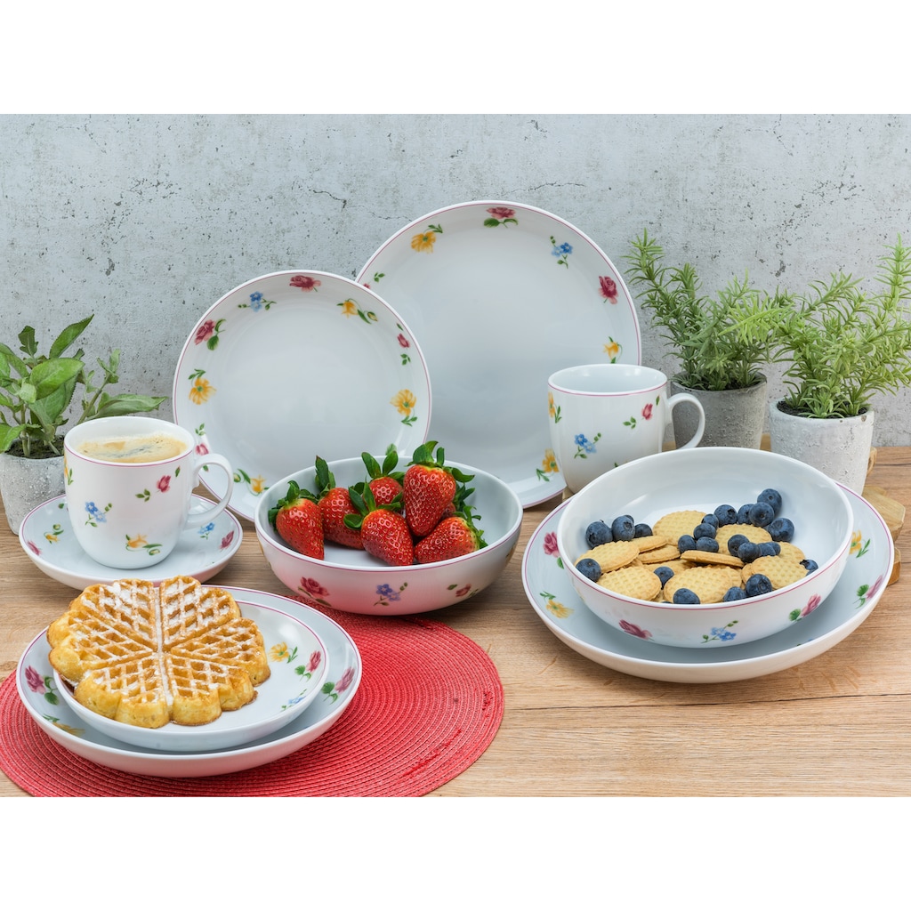 CreaTable Kombiservice »Geschirr-Set Summertime«, (Set, 10 tlg., Kaffeeservice und Tafelservice im Set, für 2 Personen)