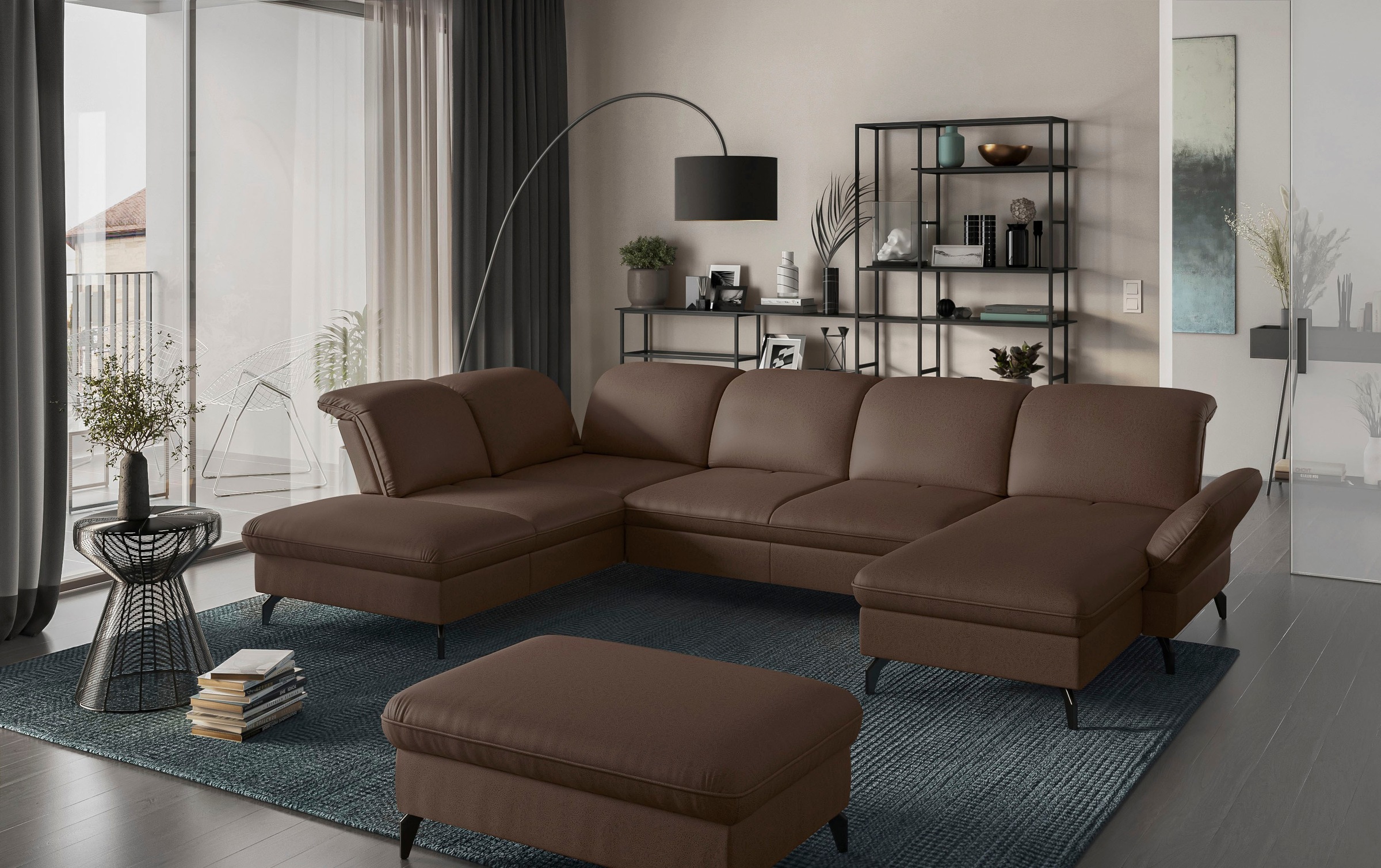 sit&more Wohnlandschaft »Leandro U-Form«, Wahlweise mit Bett-, Kopfteil - und Armlehnfunktion, sowie Bettkasten