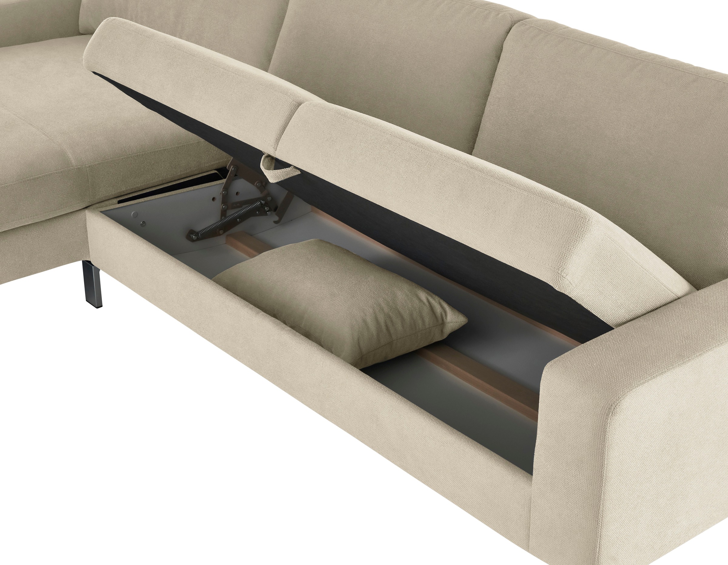 3C Candy Ecksofa »Lecce, wahlweise PUR-Schaumstoff oder Tonnentaschenfederkern« Bett im 2,5-Sitzer, teilmotorische Schlaffunktion im Longchair, L-Form