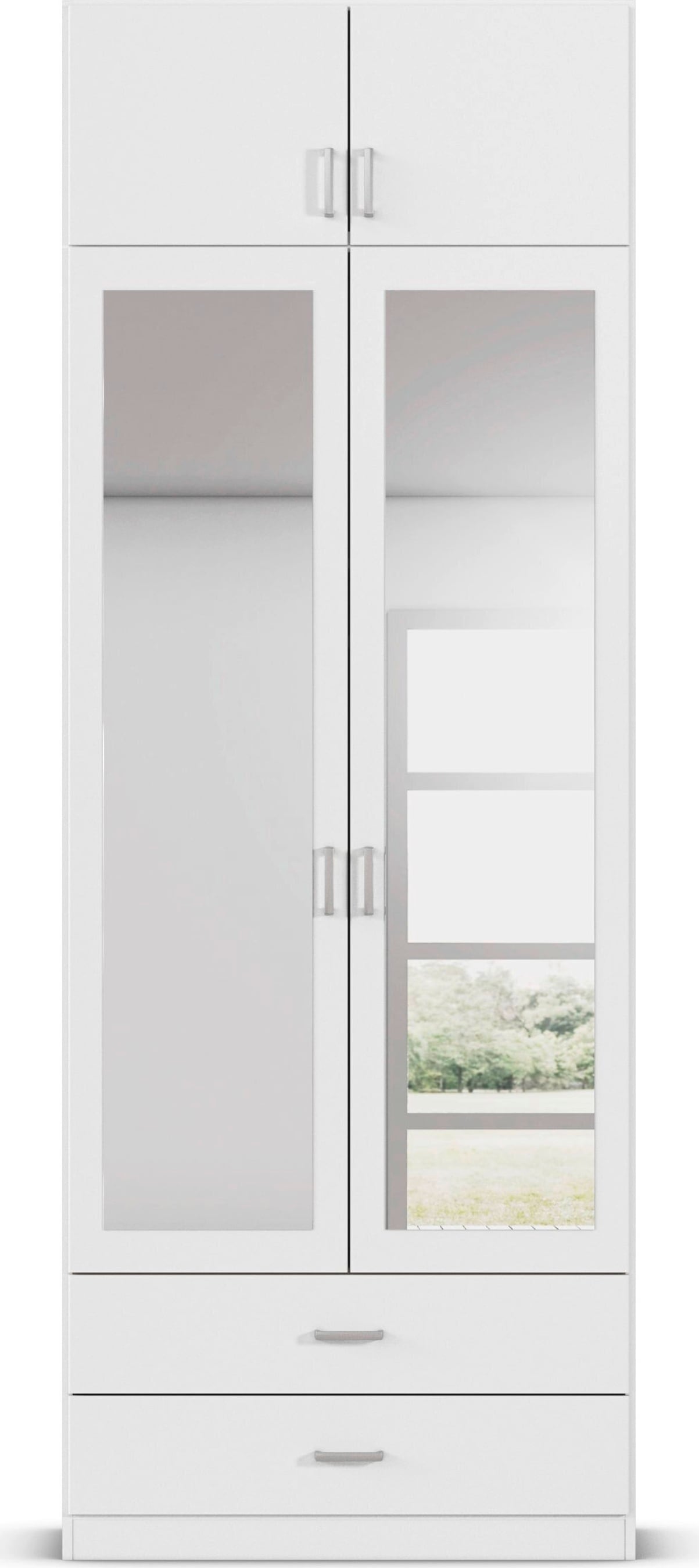 rauch Kleiderschrank »Schrank Garderobe Wäscheschrank GAMMA in 4 Breiten 91-226 cm« 3 verschiedene Ausstattungen BASIC/CLASSIC/PREMIUM (inkl. SOFT-CLOSE),  mit Schubladen und Schrankaufsatz sowie Spiegel MADE IN GERMANY