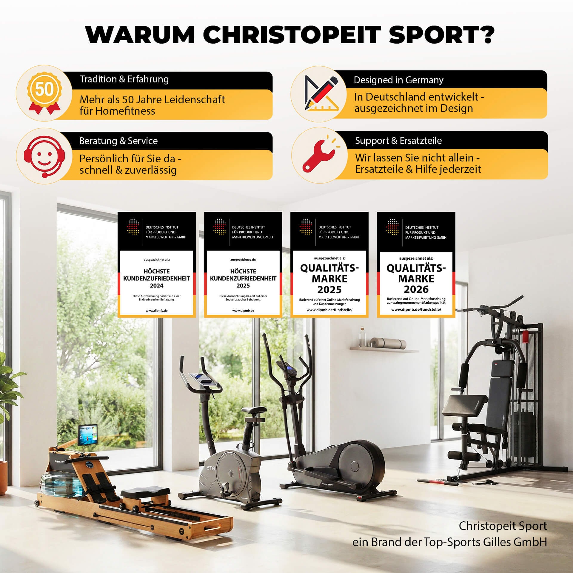 Christopeit Sport® Crosstrainer-Ergometer »EL 8000« 150 kg max. Benutzergewicht, 32 Widerstandsstufen