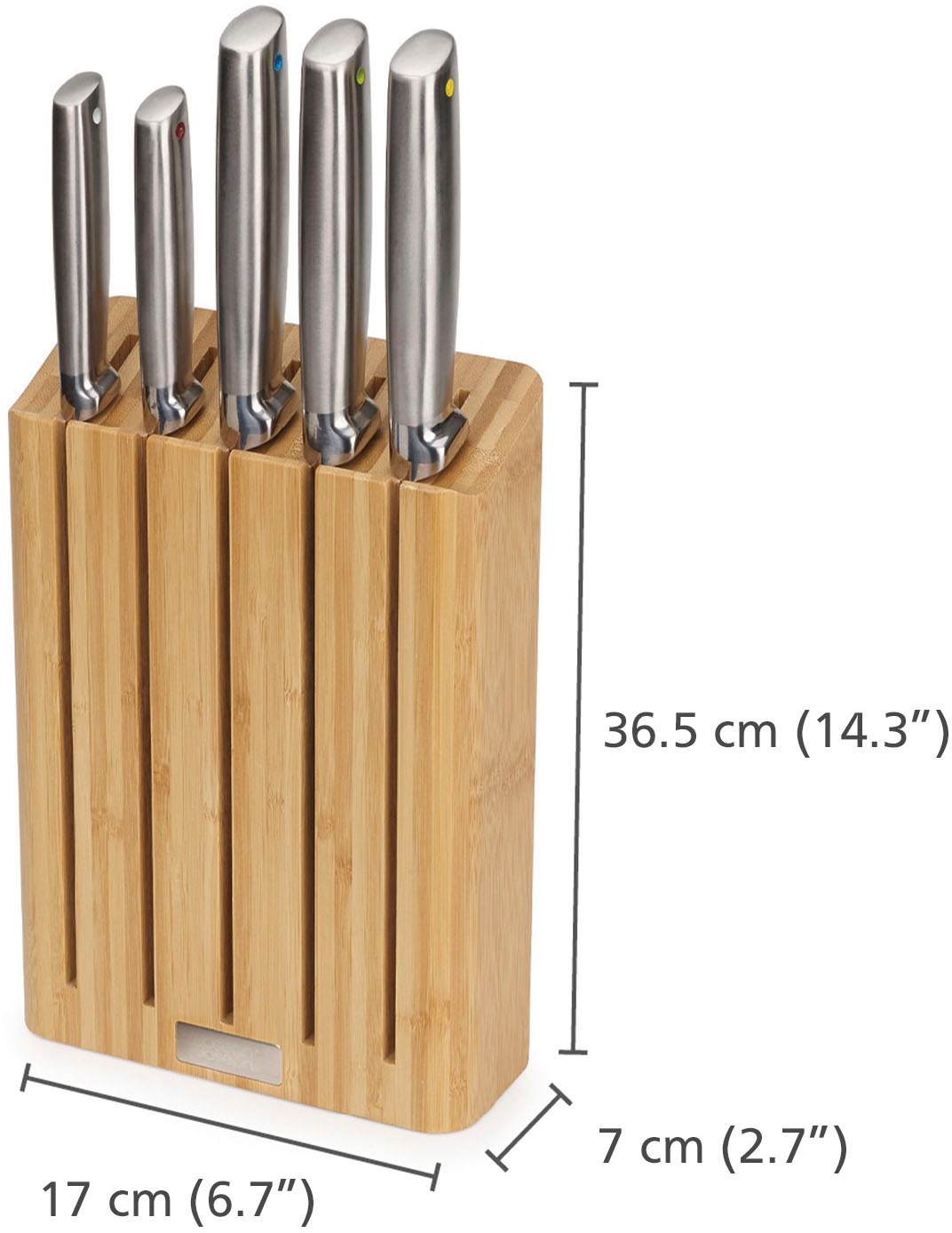 Joseph Joseph Messer-Set »Elevate Steel Knives Bamboo«, (6 tlg.), rutschfest, Bambus, japanischer Edelstahl