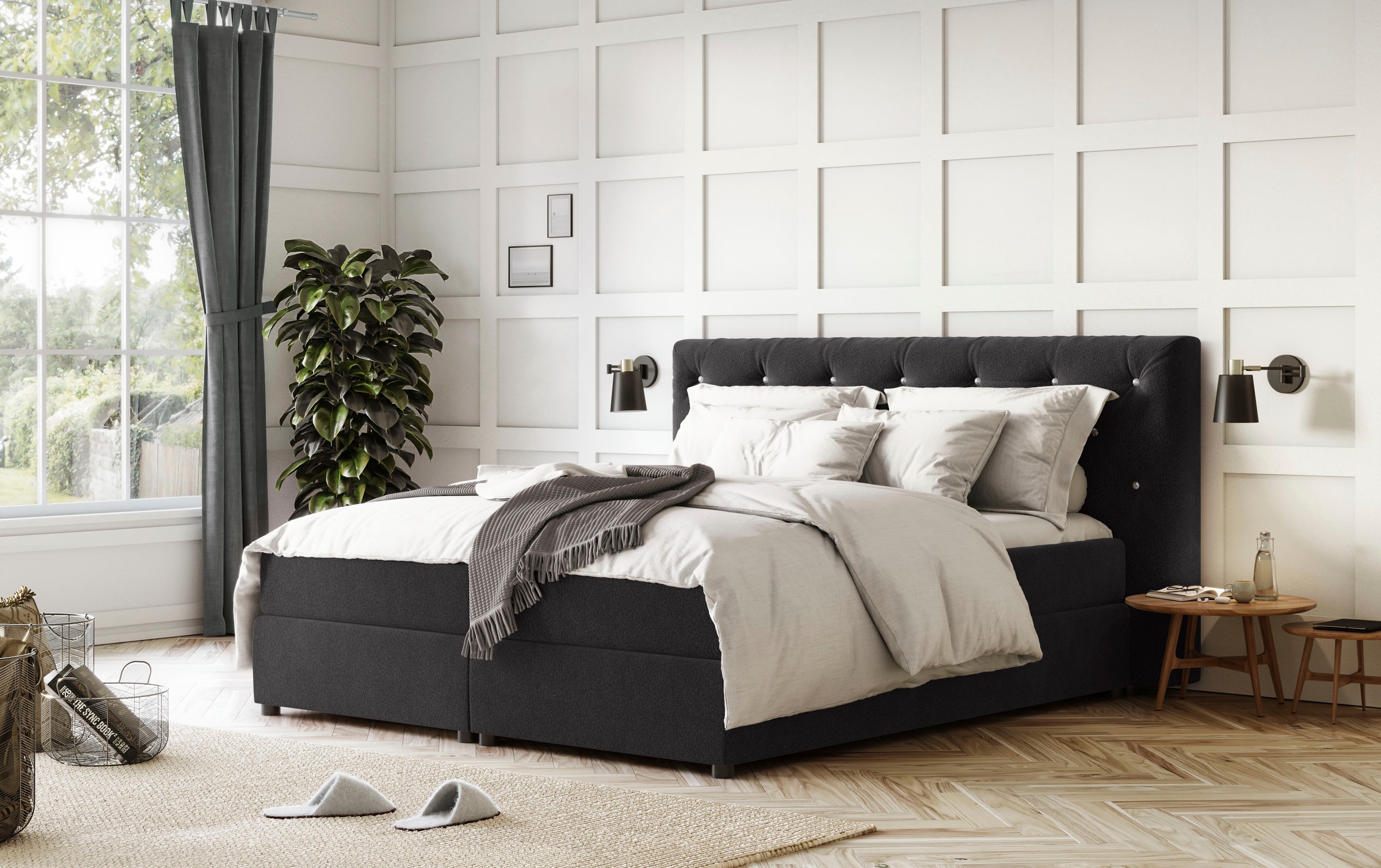 COTTA Boxspringbett »Castle«, mit Strasssteinen im Kopfteil, inkl. Topper