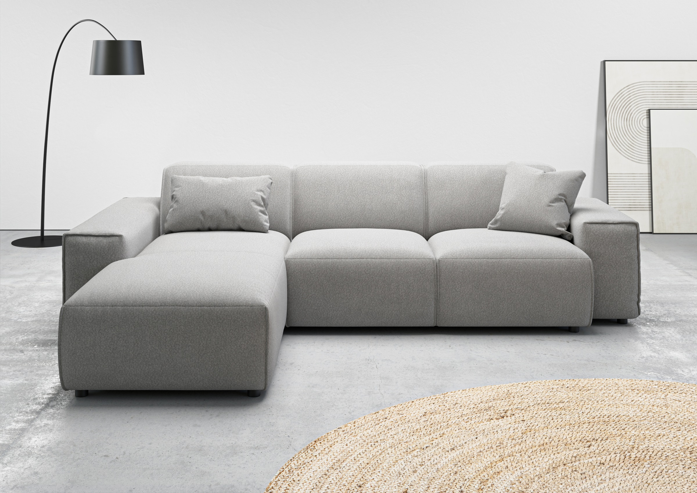 andas Ecksofa »Glimminge L-Form auch in Breitcord, Feincord + Easy care-Bezug,«, Breite 264, Zierkissen