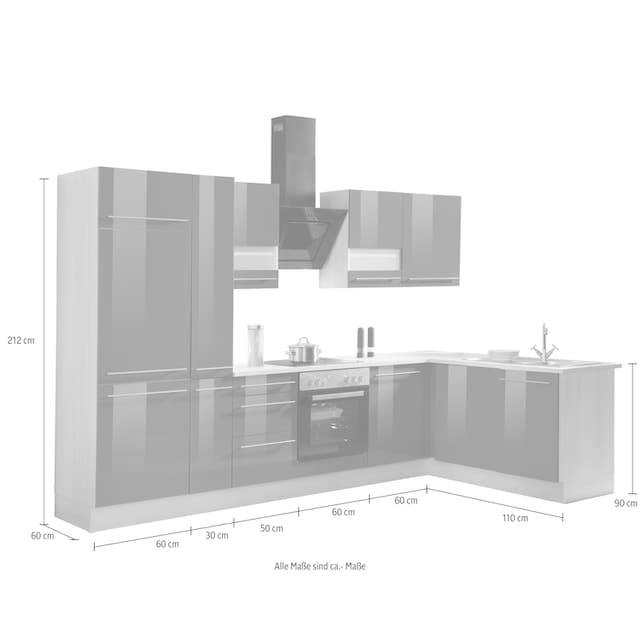 OPTIFIT Winkelküche »Bern«, mit E-Geräten, Stellbreite 320 x 175 cm, mit  höhenverstellbaren Füßen jetzt im %Sale