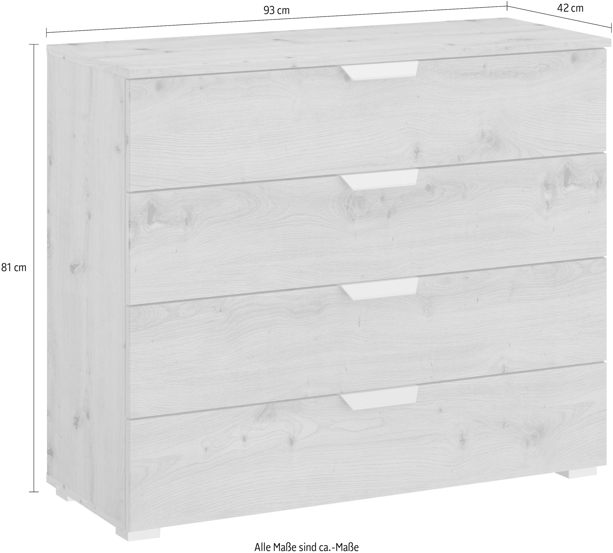 rauch Schubkastenkommode »Sideboard Schubladenkommode ORIAS mit Dekor- oder Hochglanzfront«, mit 4 Schubkästen und 2 Türen sowie Metallgriffen MADE IN GERMANY