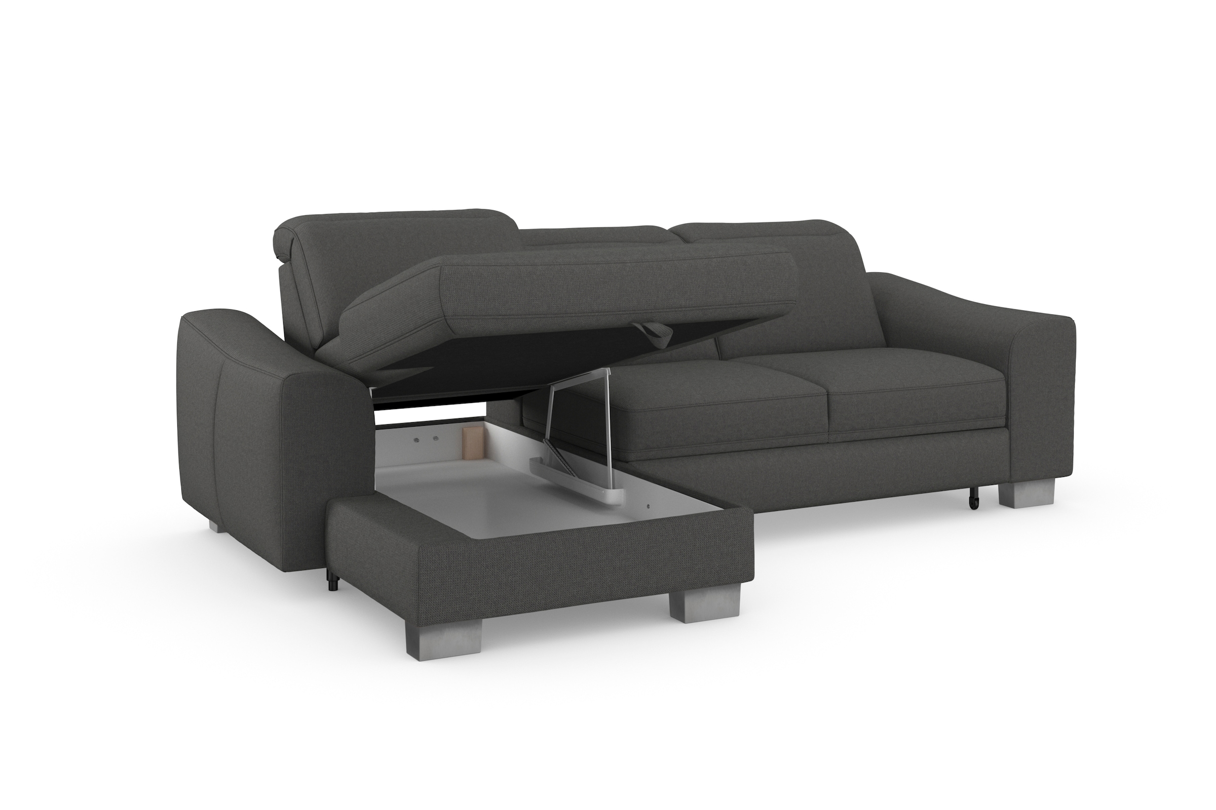sit&more Ecksofa »Dundee L-Form«, mit Federkern und Edelstahlfüßen, wahlweise mit Kopfteilverstellung