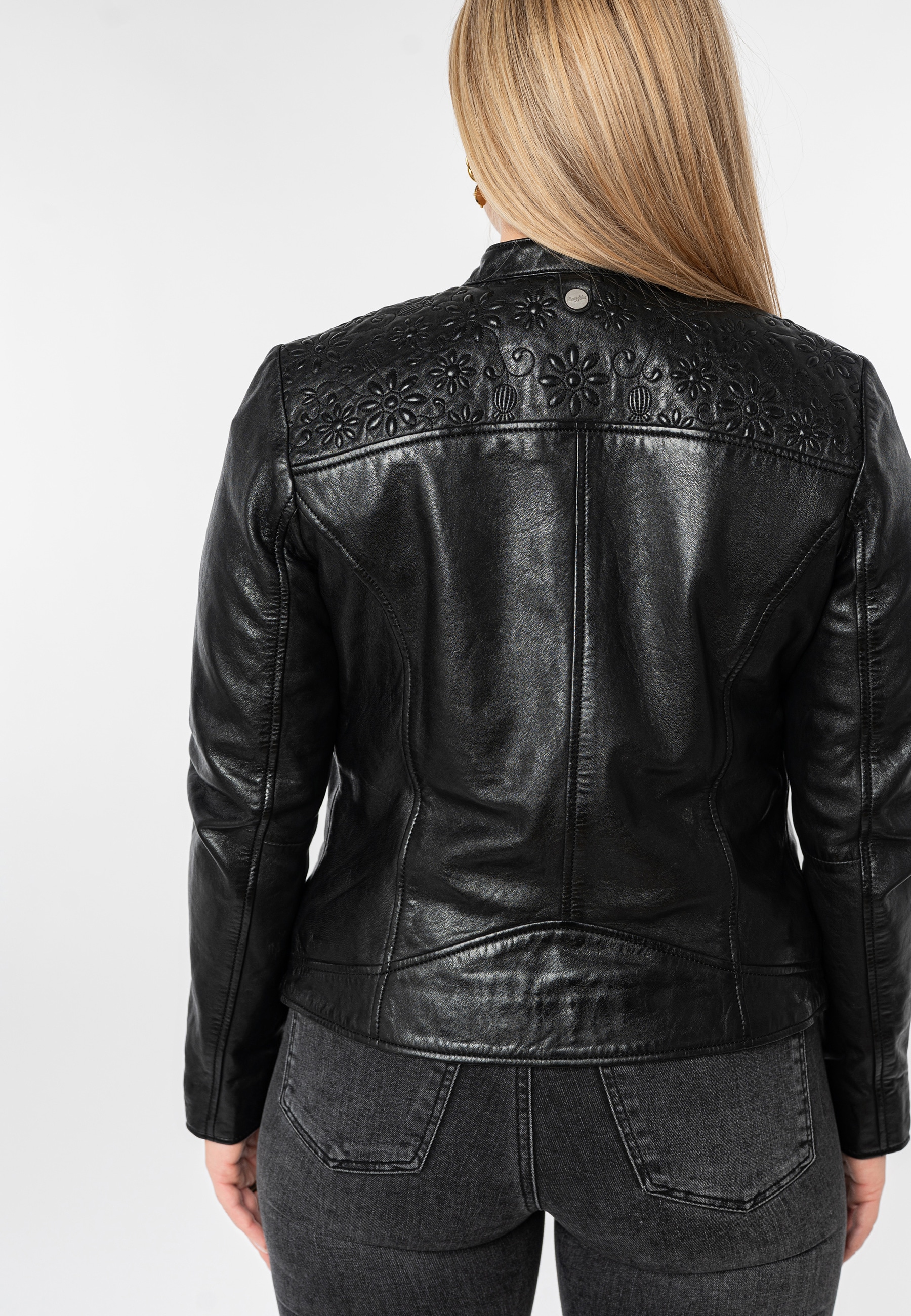 Mauritius Lederjacke »MWMabou« Bikerjacke mit dekorativer Schulterpartie