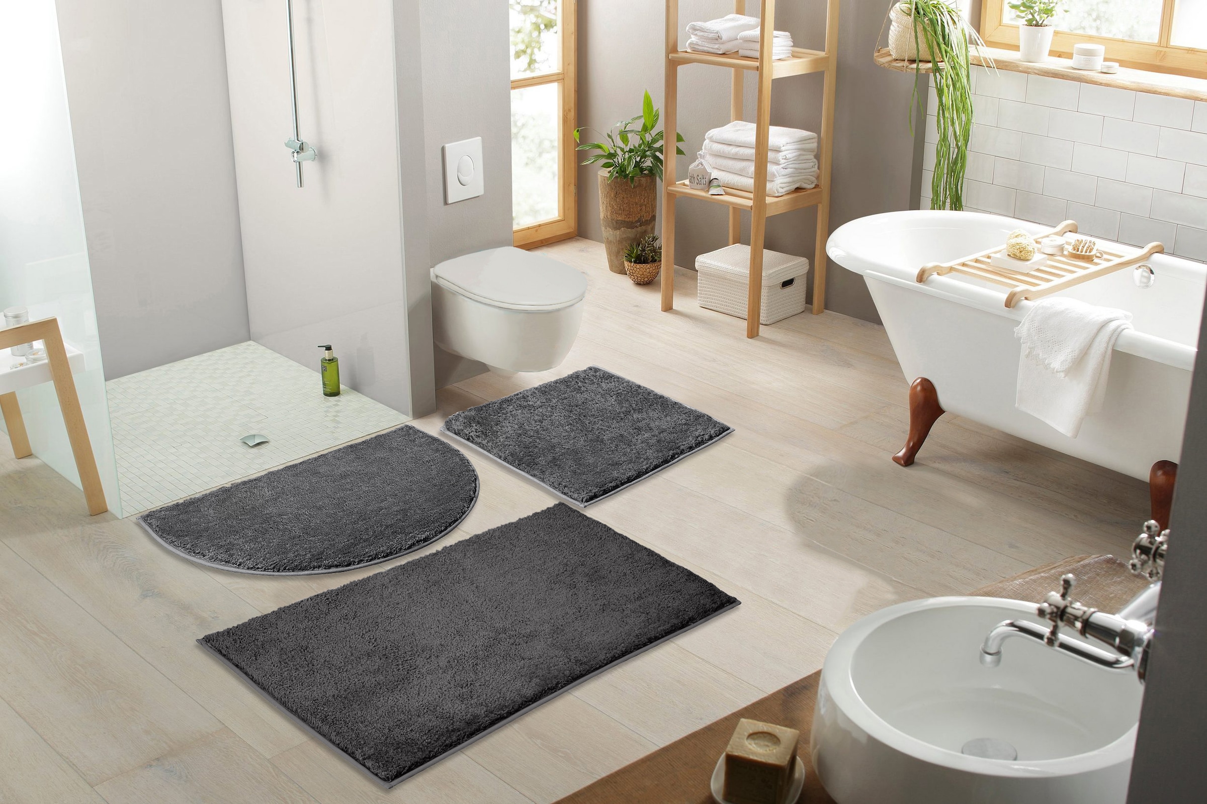 my home Badematte »Juna, Badteppich«, rutschhemmend beschichtet, fußbodenheizungsgeeignet-strapazierfähig, besonders weich, Badematten, unifarben