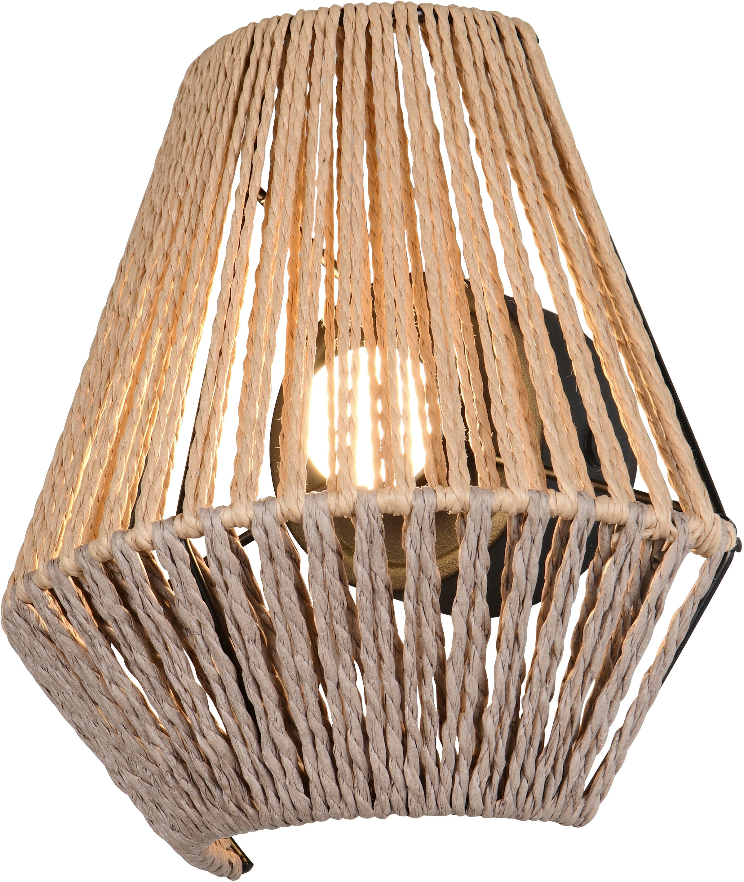 REALITY Leuchten LED Wandleuchte »LIRA, Akku Wandlampe, USB Ladeanschluss, 1,5W 140 Lumen 3000K warmweiß«, 1 flammig, Leuchtmittel LED-Board | LED fest integriert, Lampenschirm aus Papiergarn, Touchdimmer, max 8h Akkulaufzeit