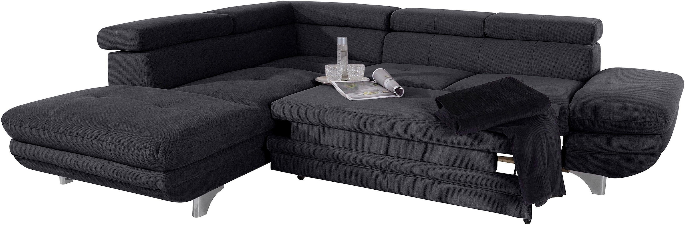 COTTA Polstergarnitur »Enterprise L-Form«, (Set), Set bestehend aus: Ecksofa mit Arm- & Kopfteilverstellung & Hocker