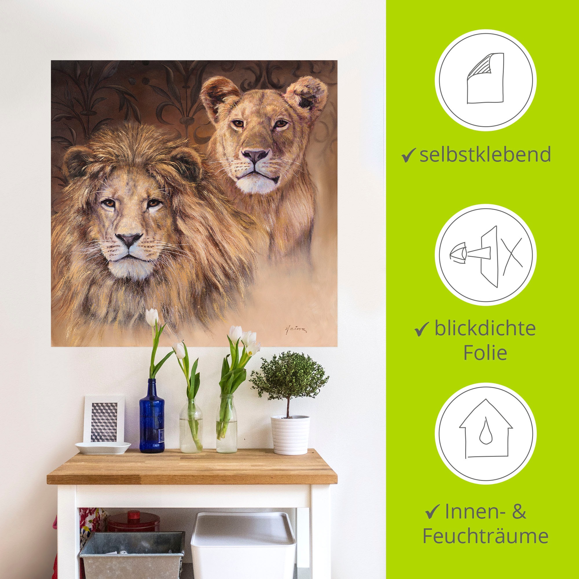 Artland Wandbild »Löwen«, Wildtiere, (1 St.), als Alubild, Outdoorbild, Leinwandbild, Poster, Wandaufkleber